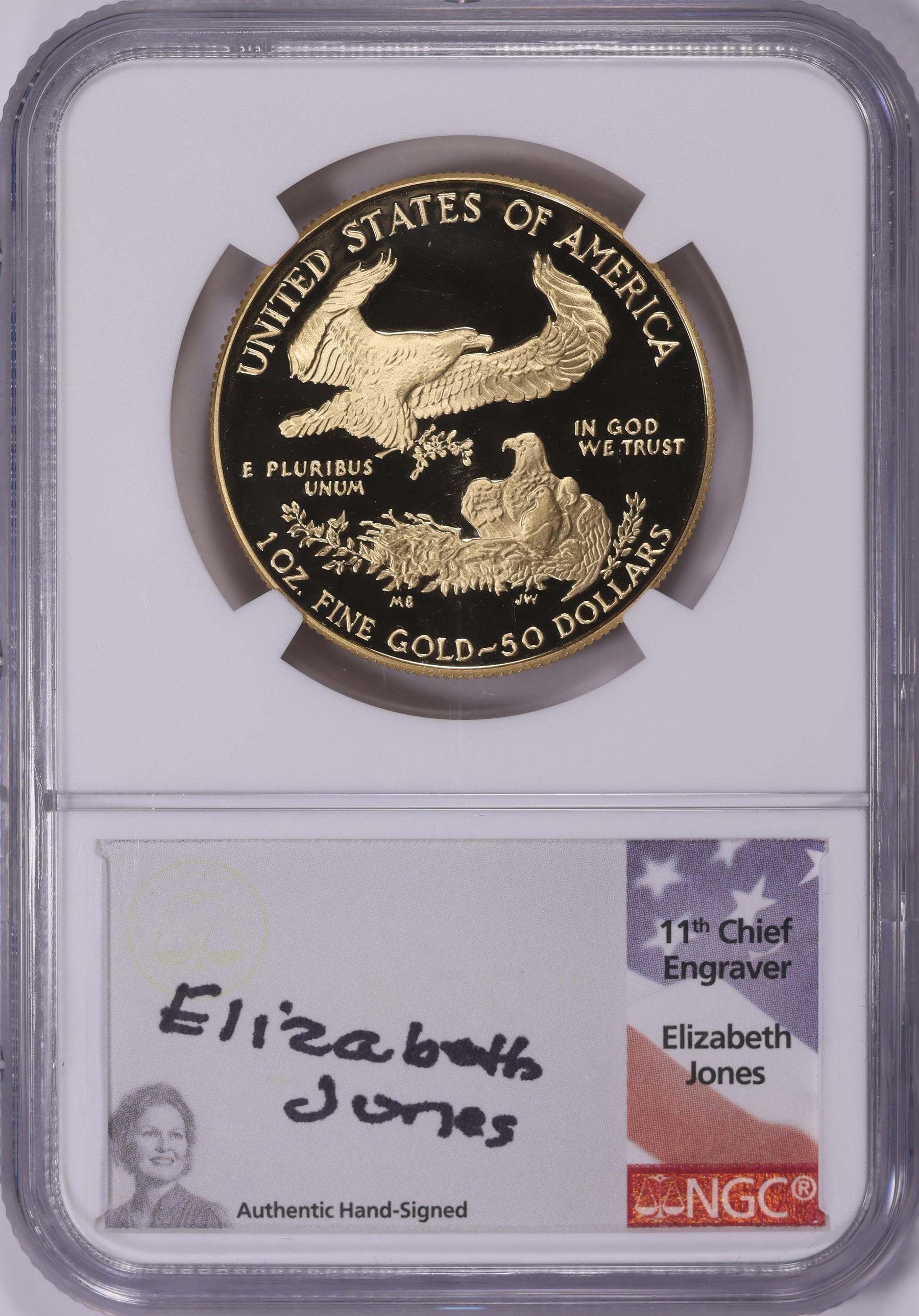 1986-W $50 One-Ounce Gold American Eagle NGC Proof-70 UC (Miley