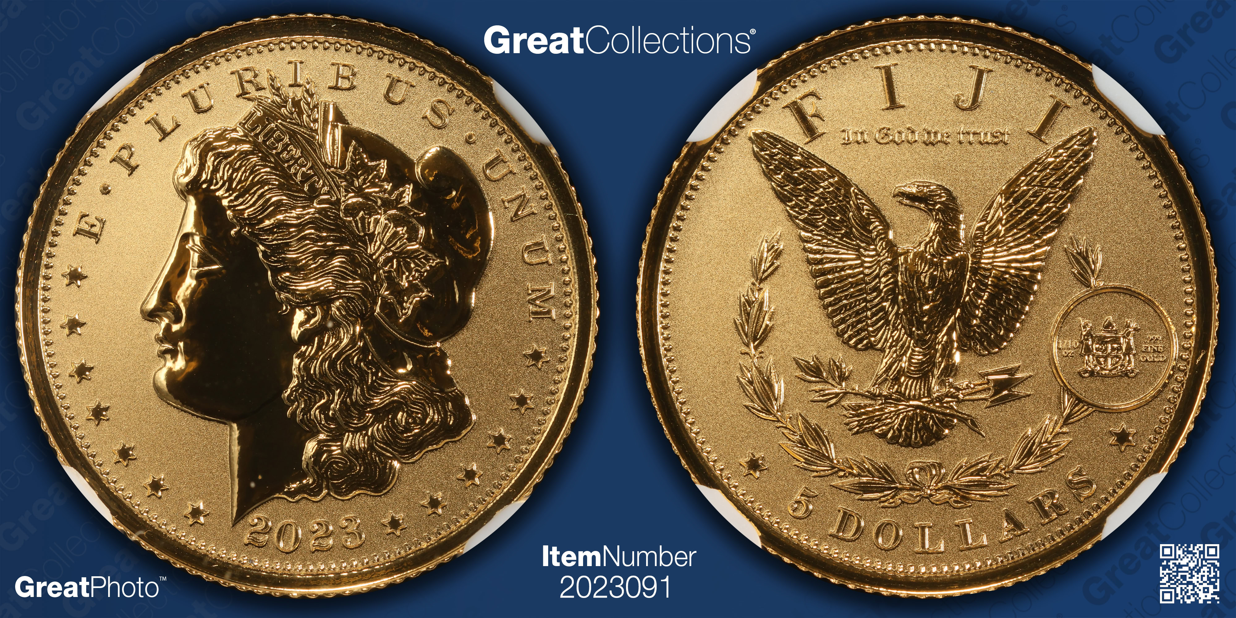 Fiji 2023 Gold $5 Morgan Reverse Proof First Day of Issue NGC