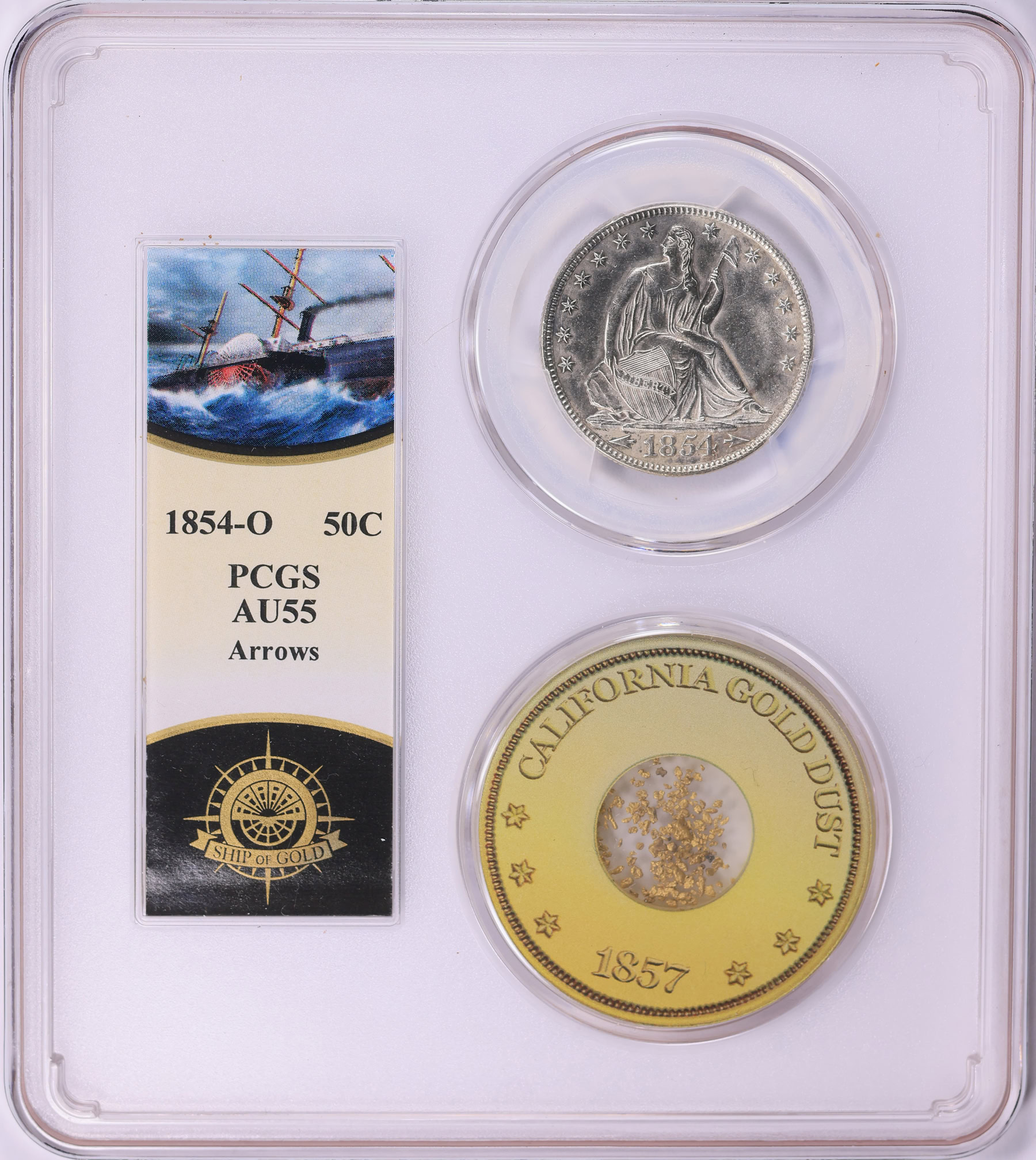 1854-O Seated Liberty Half Dollar Arrows Shipwreck S.S. Central