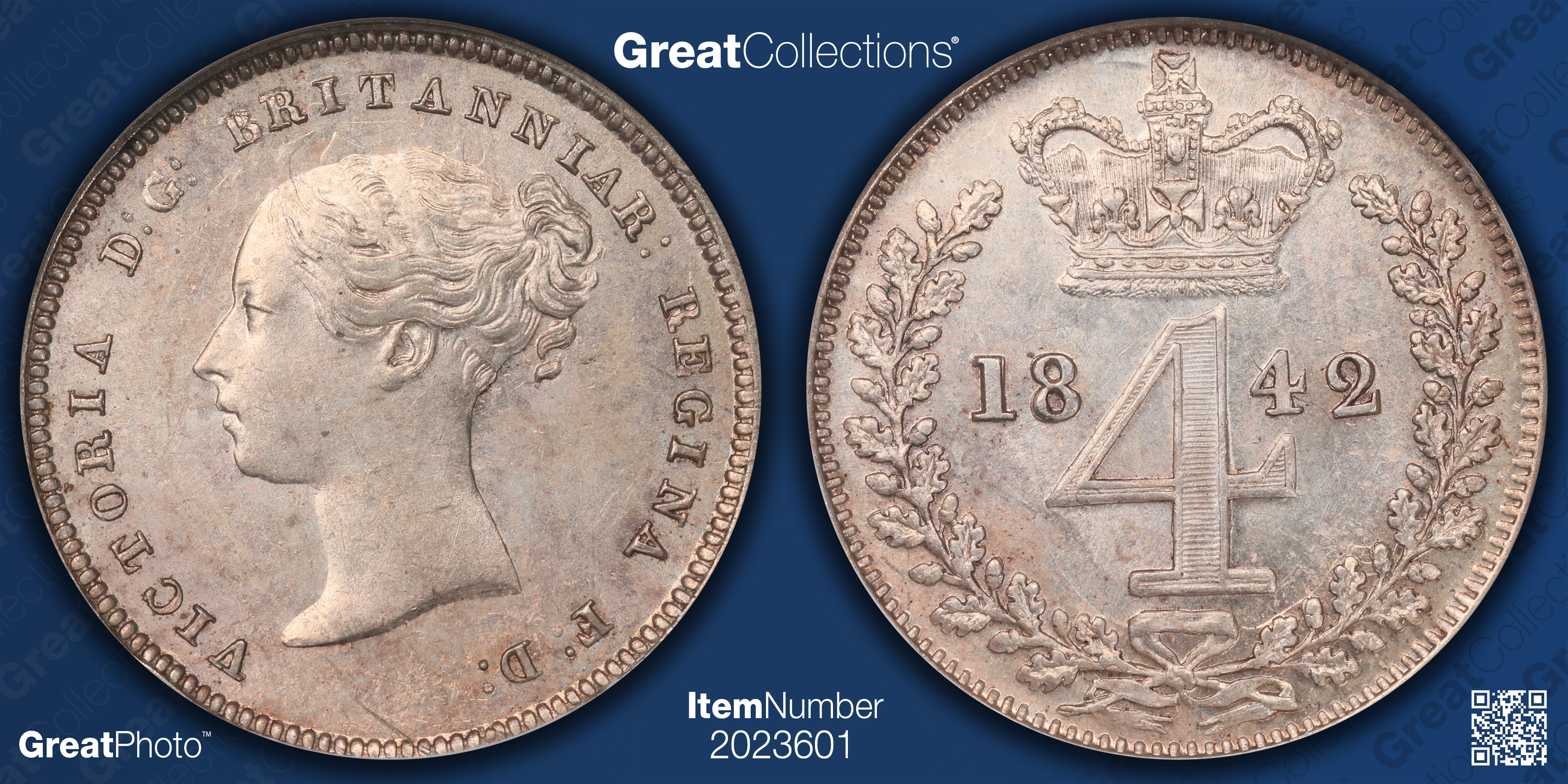 Great Britain 1842 Silver Maundy 4 Pence KM-732 NGC MS-62 (Item