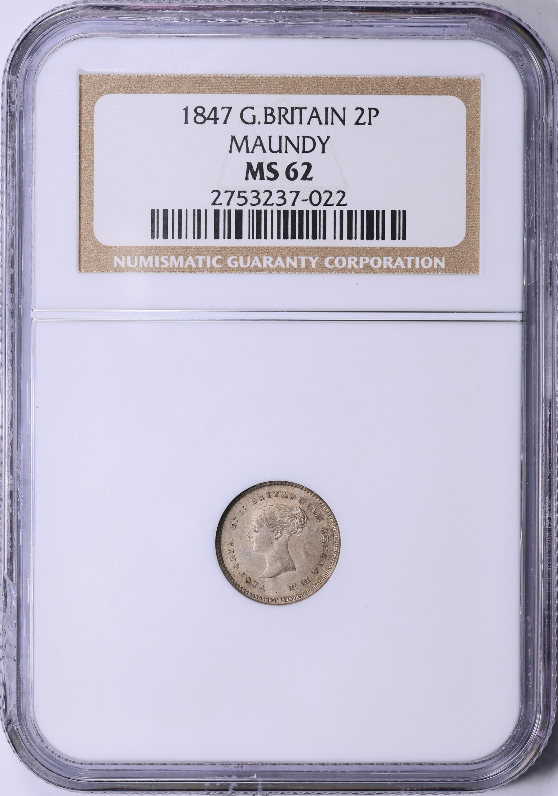 Great Britain 1847 Silver Maundy 2 Pence KM-729 NGC MS-62 (Item