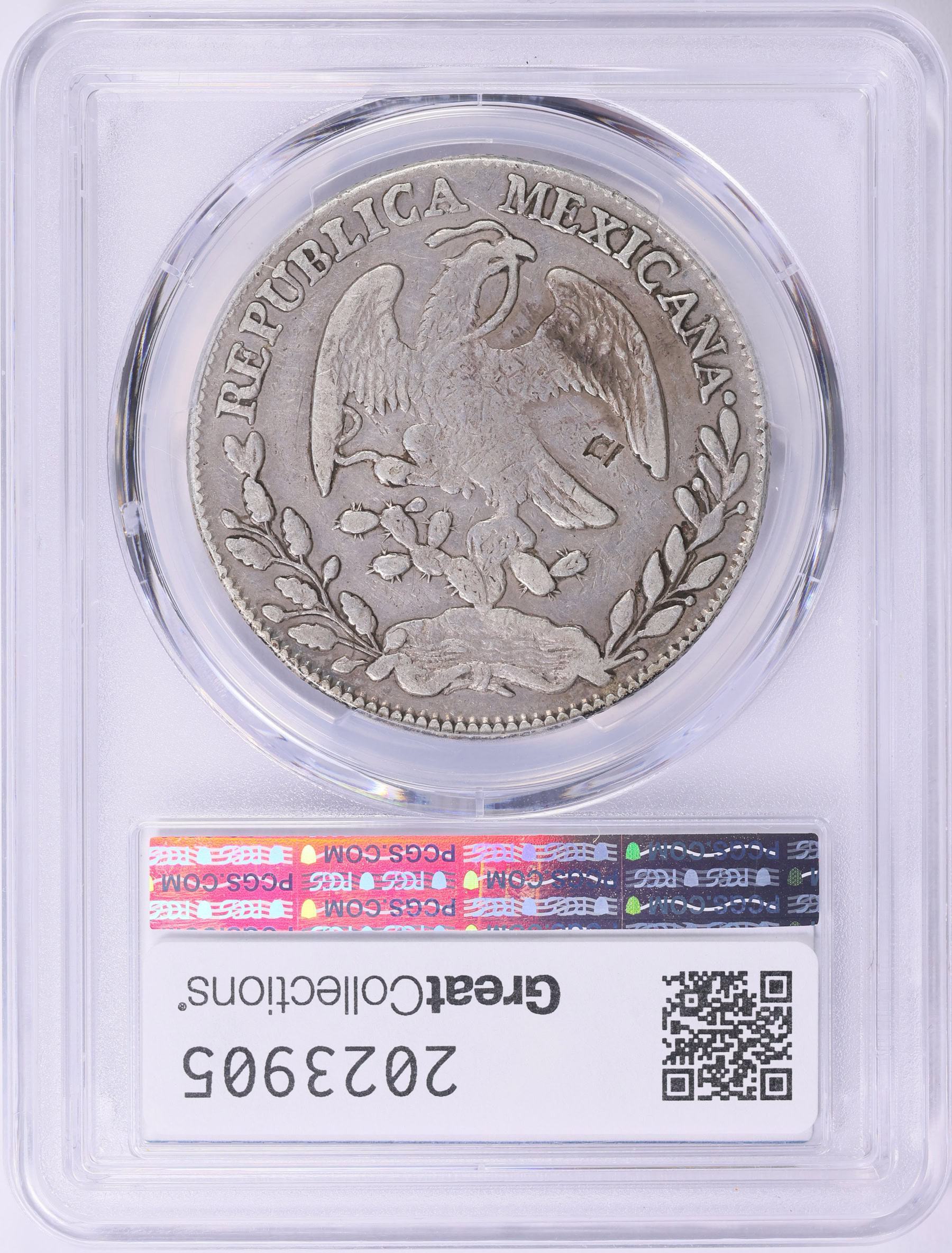 Mexico 1868-Zs YH Silver 8 Reales KM-377.13 PCGS Genuine VF