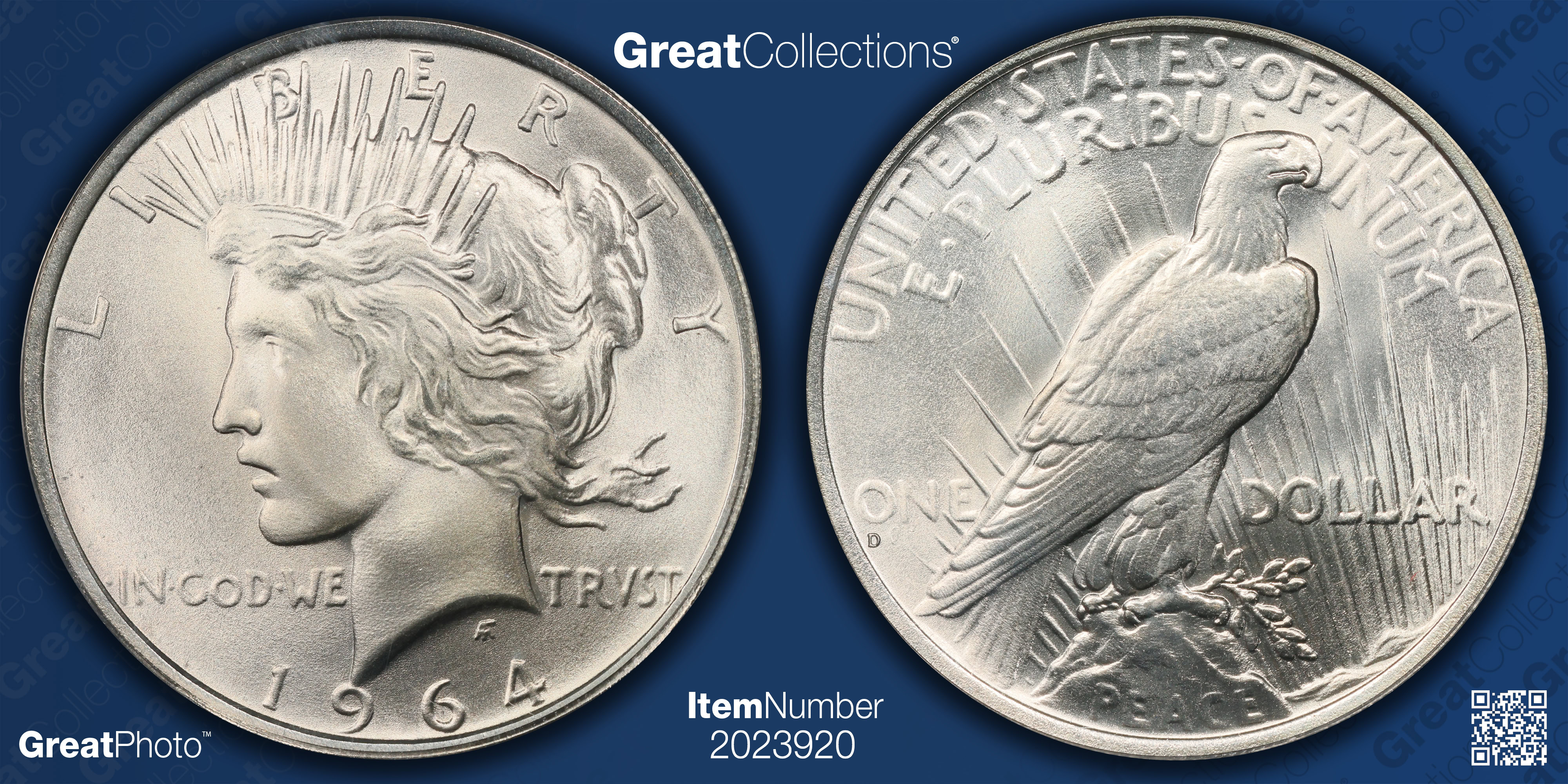 1964-D Peace Dollar Daniel Carr Token Overstruck on 1922-35 Peace