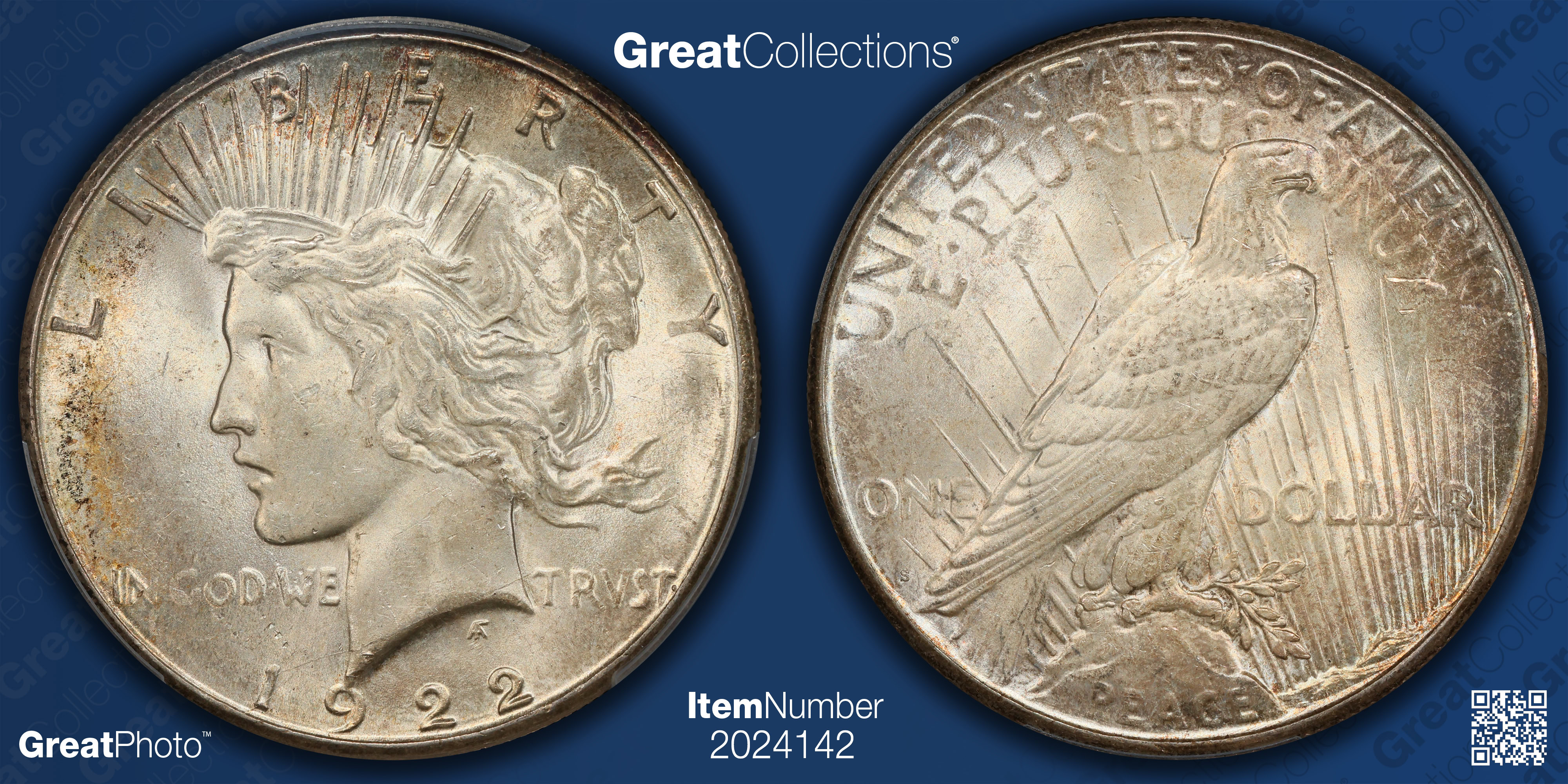 アメリカ　ピースダラー銀貨1922 PCGS MS 64 1922 年 アメリカ ピースダラー 銀貨 PCGS認定 MS64 | GoldSilverJapan