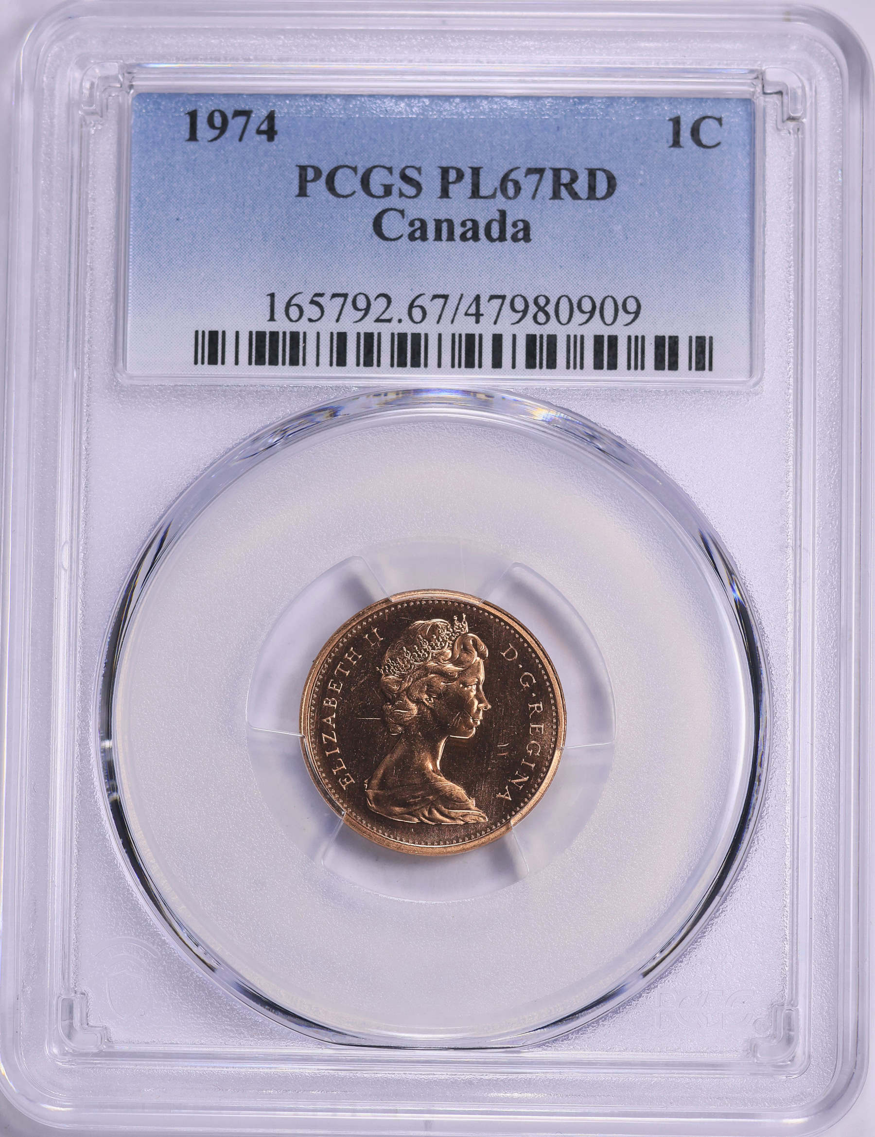 Canada 1974 Cent KM-59.1 PCGS PL-67 RD (Item 2024835 ...