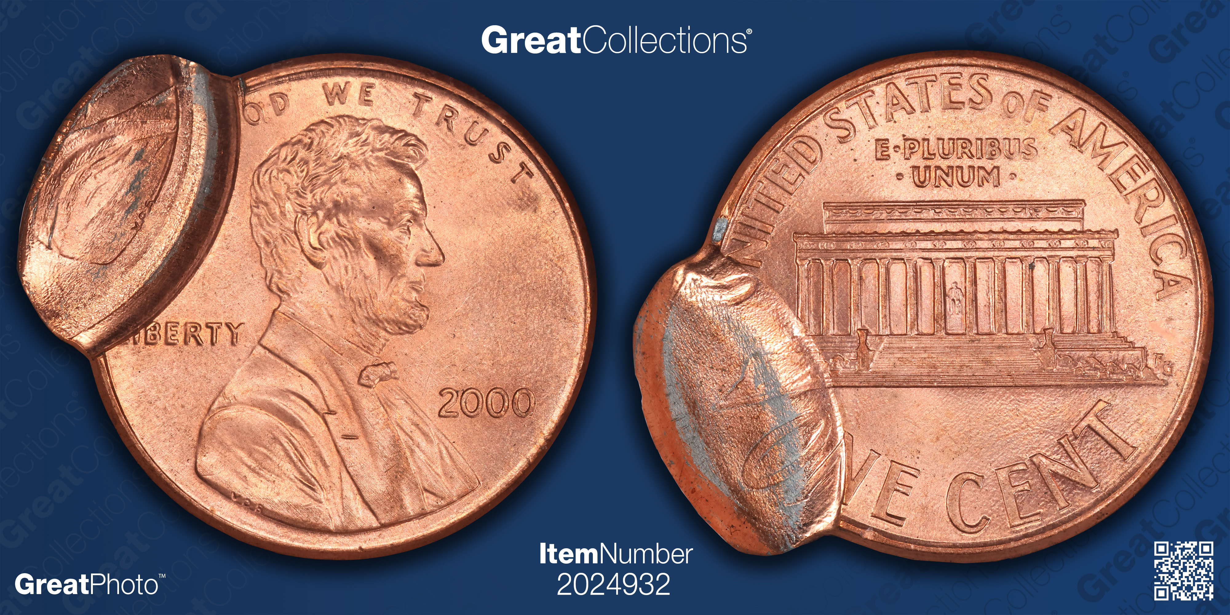 Mint Error 2000 Lincoln Cent Double Struck 2nd 75% Off Center NGC