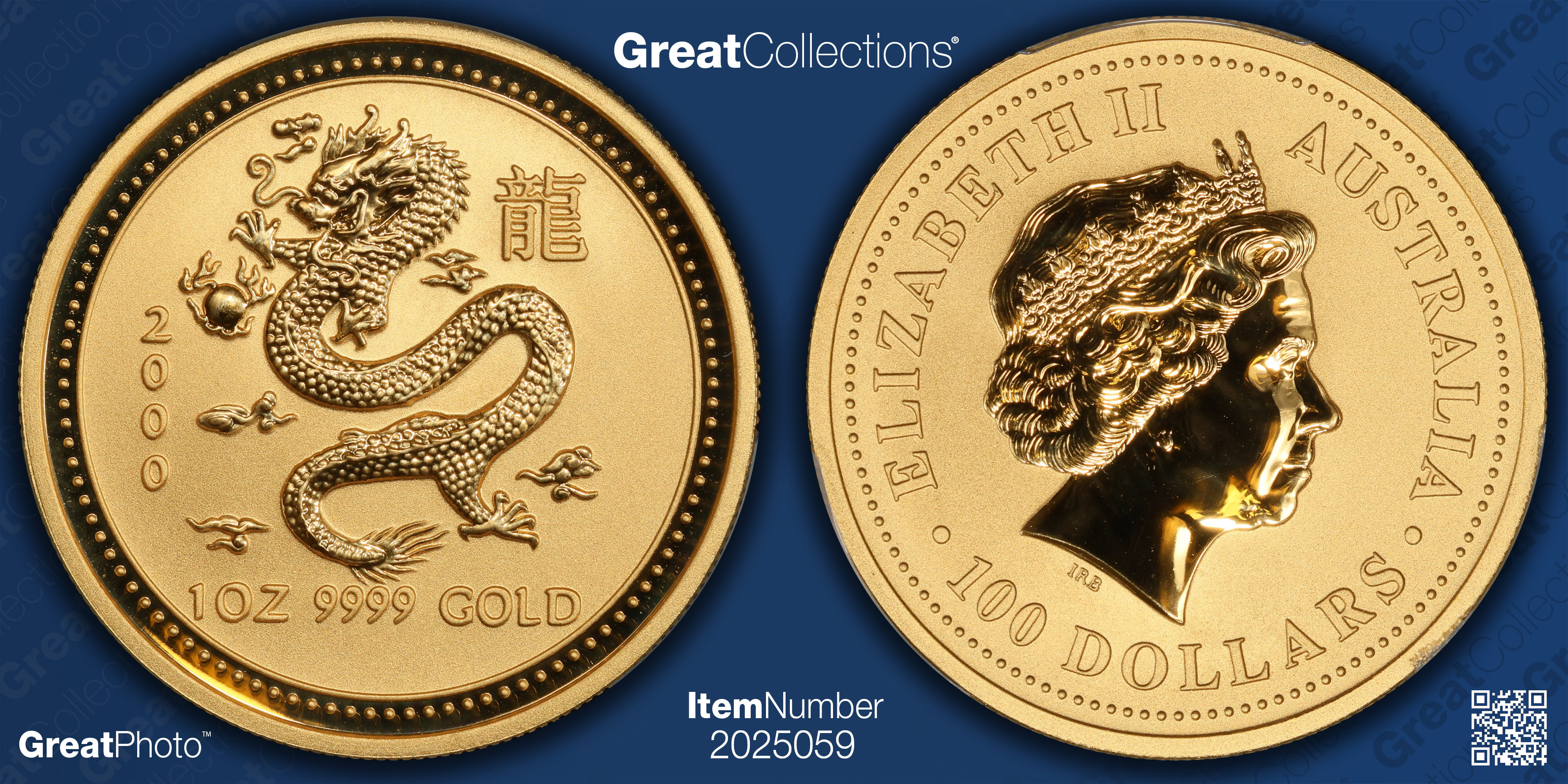 Australia 2000 Gold $100 Lunar Series, Year of the Dragon KM-528