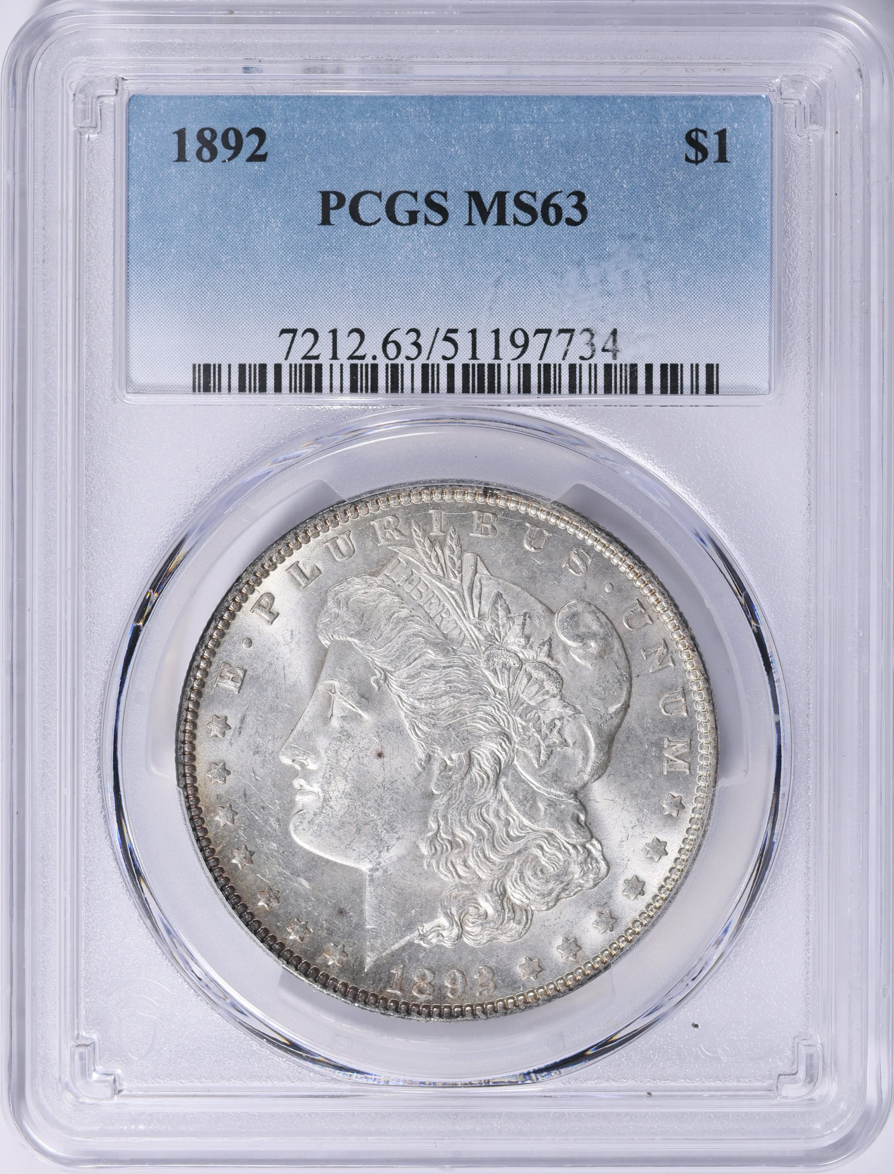 1892 Morgan Silver Dollar PCGS MS-63 (Item 2025077) | GreatCollections ...