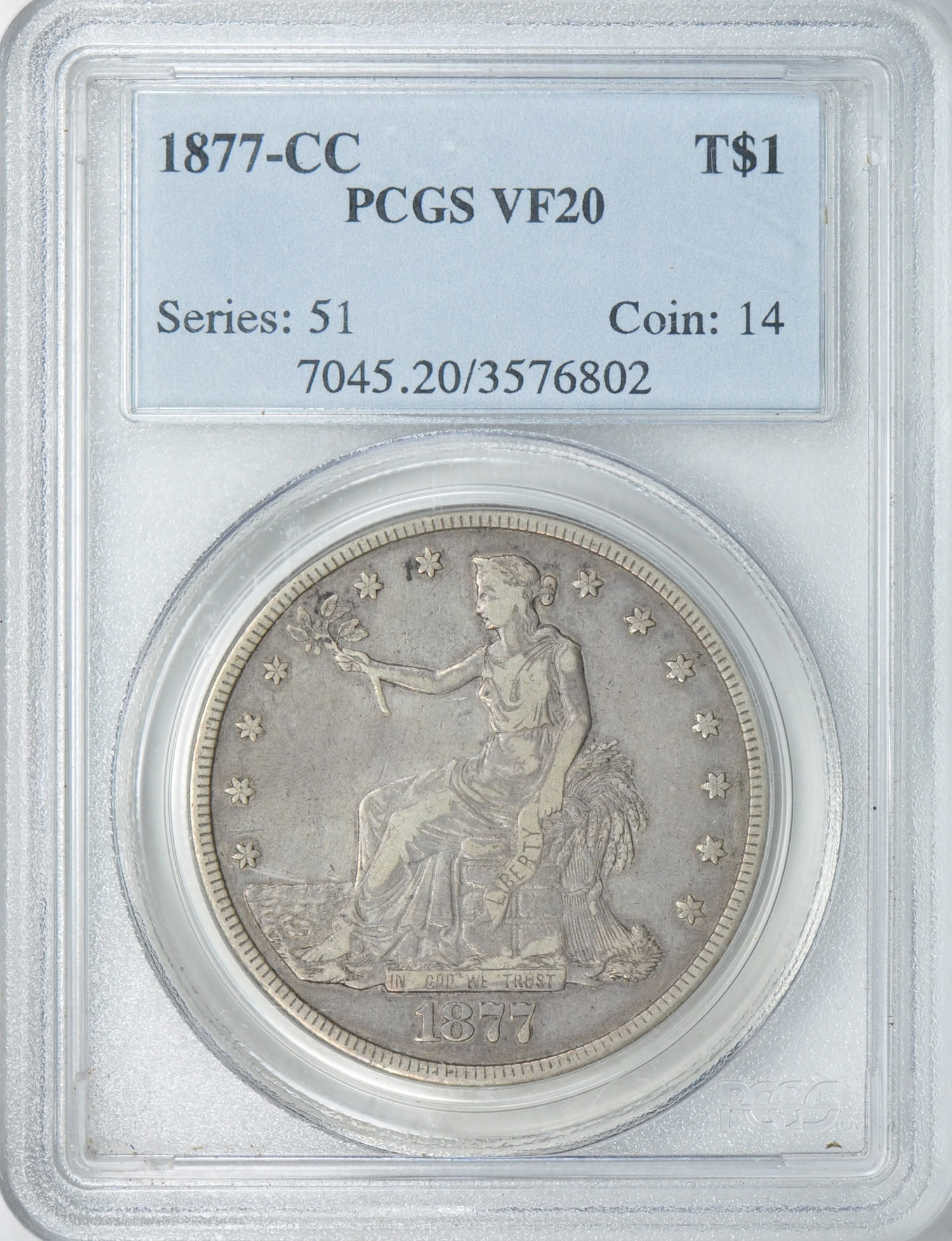 1877-CC Trade Silver Dollar PCGS VF-20 (Item 202567