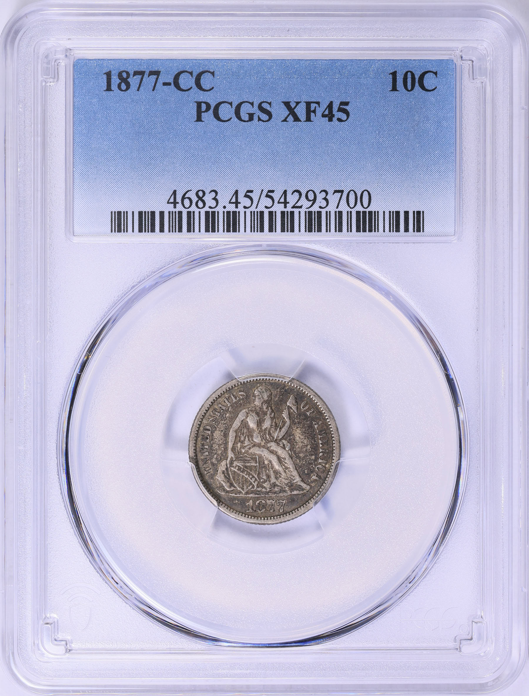 1877-CC Seated Liberty Dime PCGS XF-45 (Item 2025700