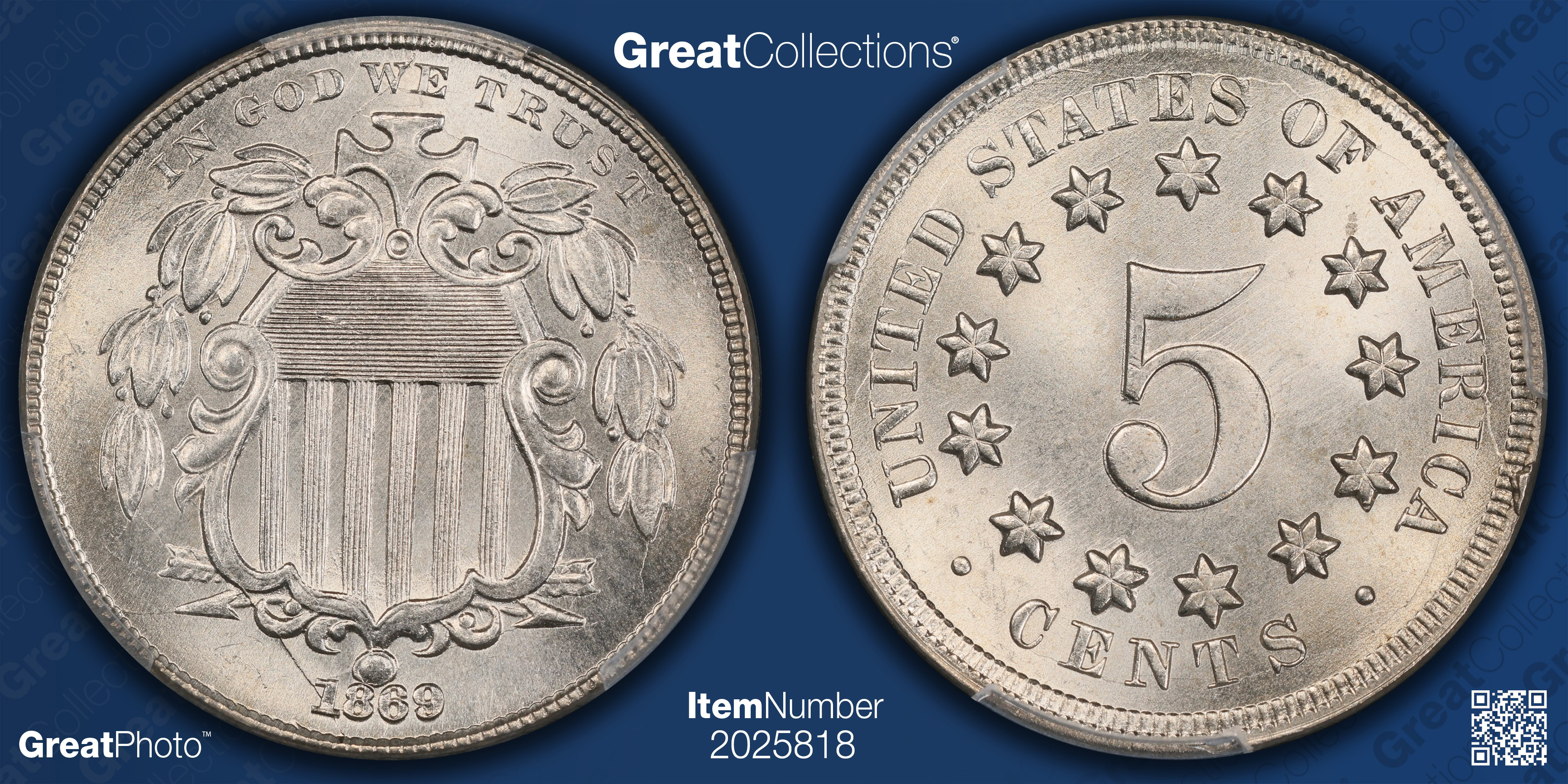 1869 Shield Nickel PCGS MS-67 (Item 2025818) | GreatCollections