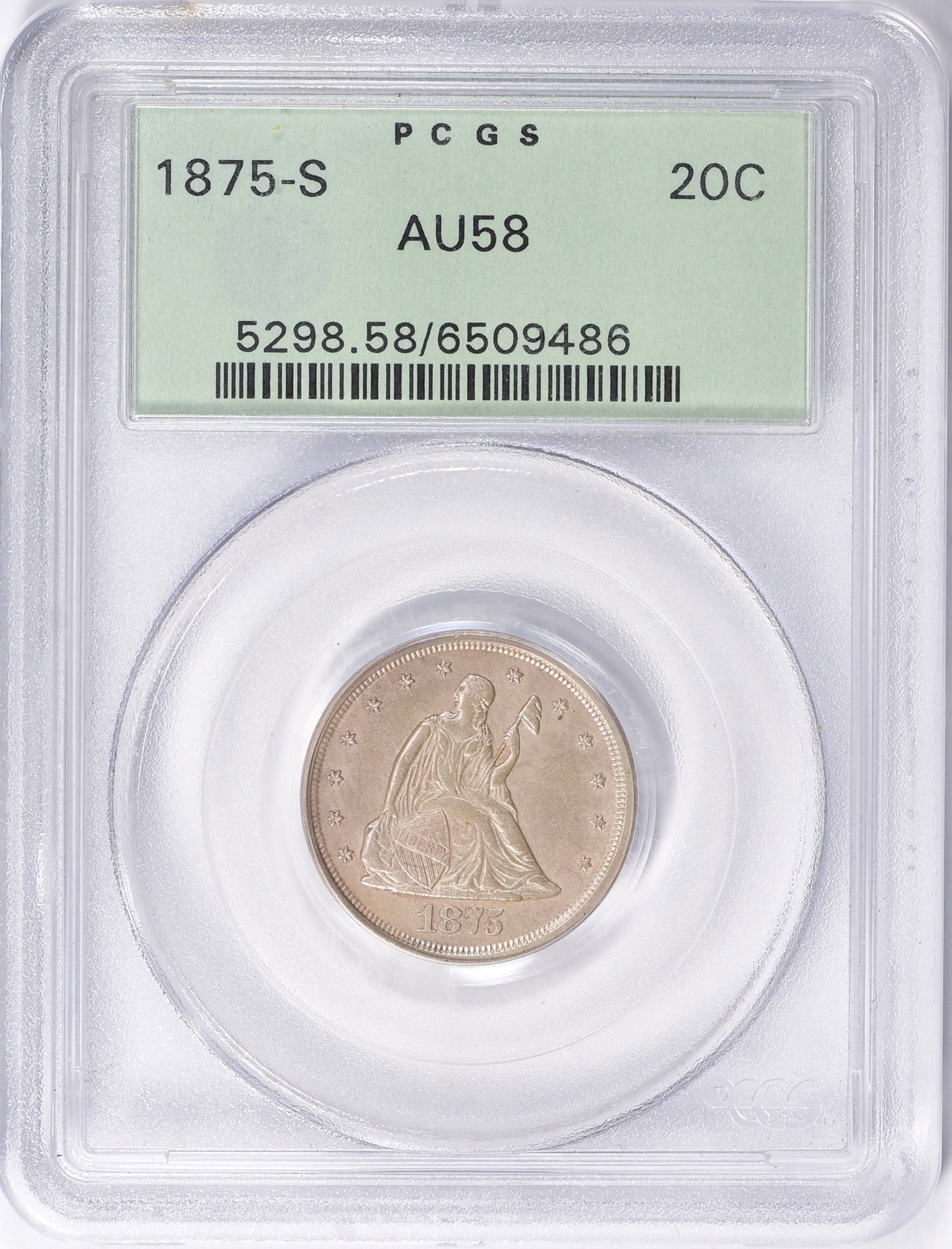 1875-S Twenty-Cent Piece PCGS AU-58 OGH (Item 2025999