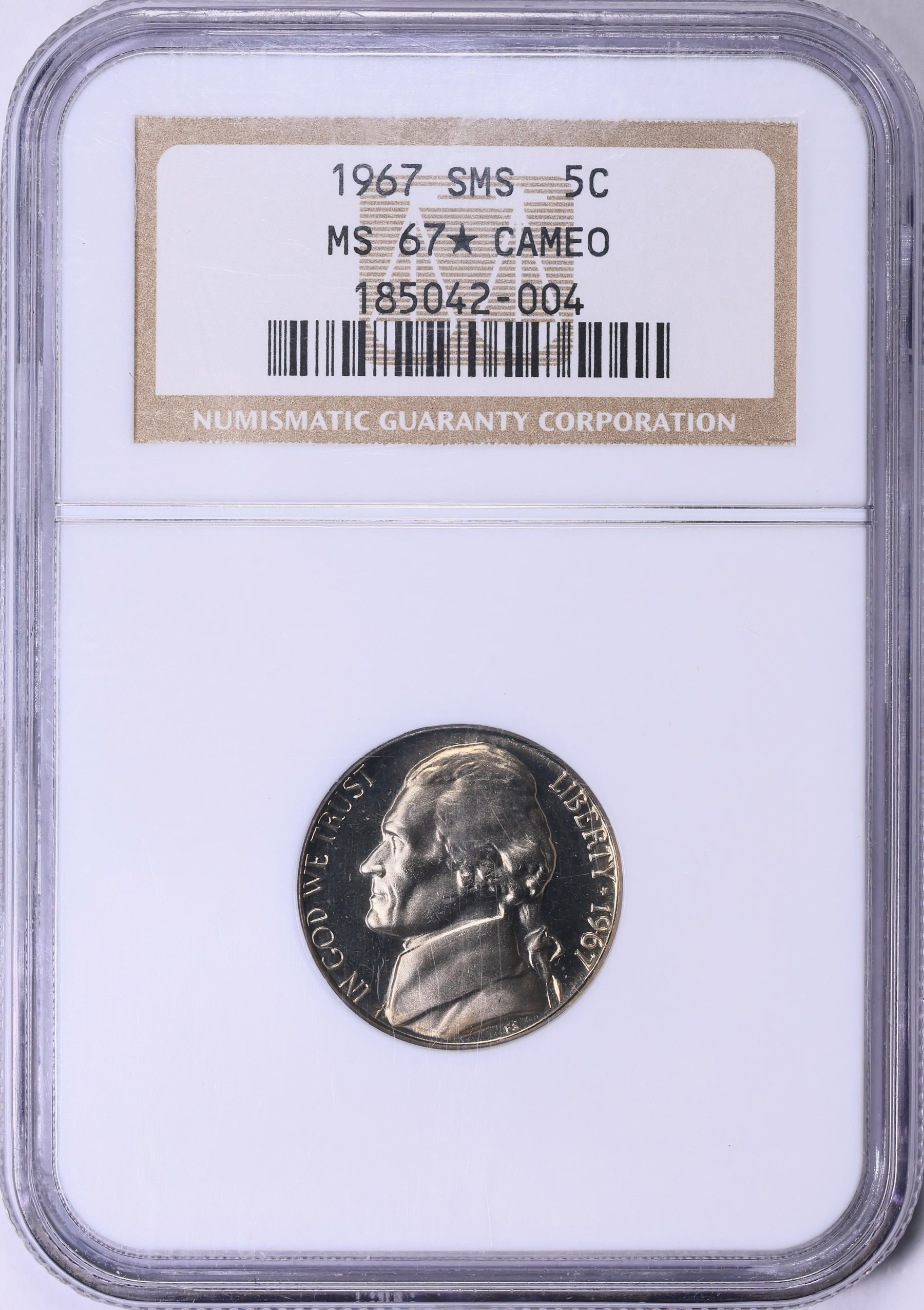 1967 Jefferson Nickel SMS NGC MS-67 ☆ CAMEO (Item 2027161