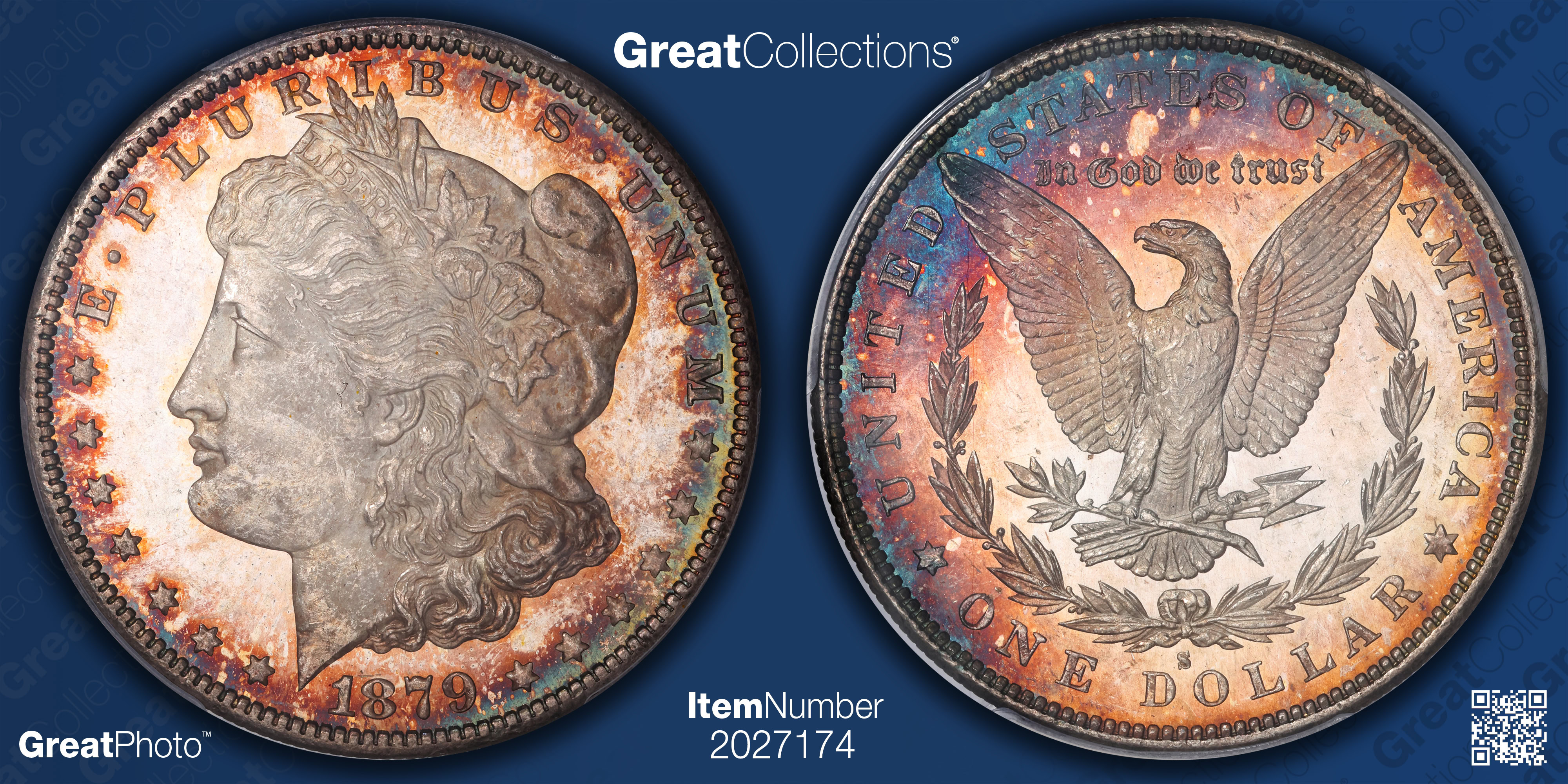 1879-S Morgan Silver Dollar PCGS MS-62 DMPL (Toned) (Item 2027174