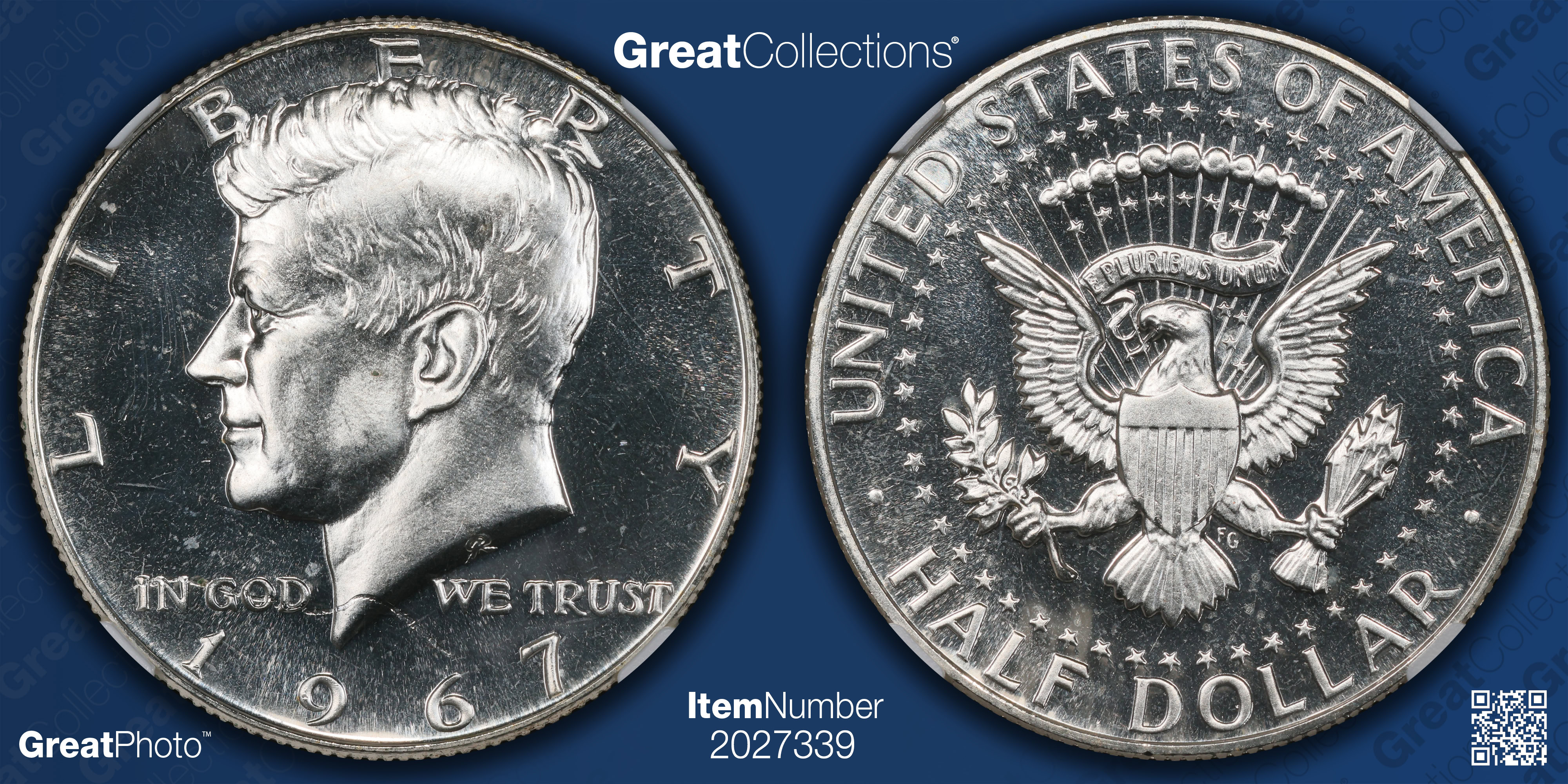 Mint Error 1967 Kennedy Half Dollar SMS Obverse Struck Through NGC