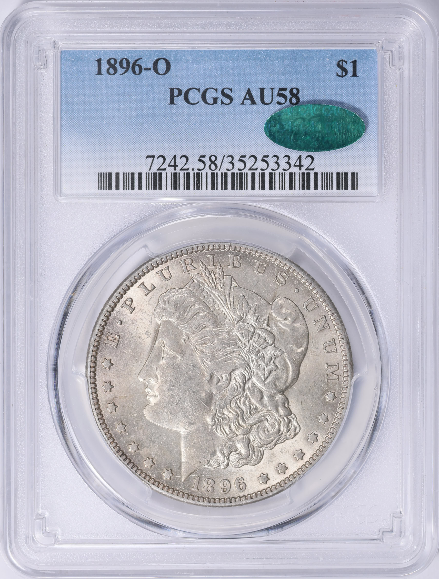 1896-O Morgan Silver Dollar PCGS AU-58 (CAC Green) (Item 2028436