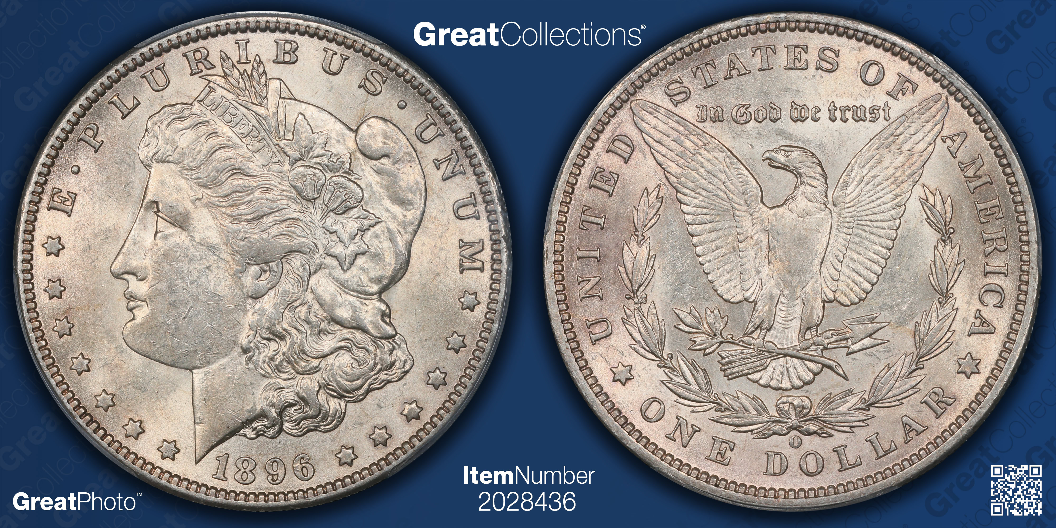 1896-O Morgan Silver Dollar PCGS AU-58 (CAC Green) (Item 2028436