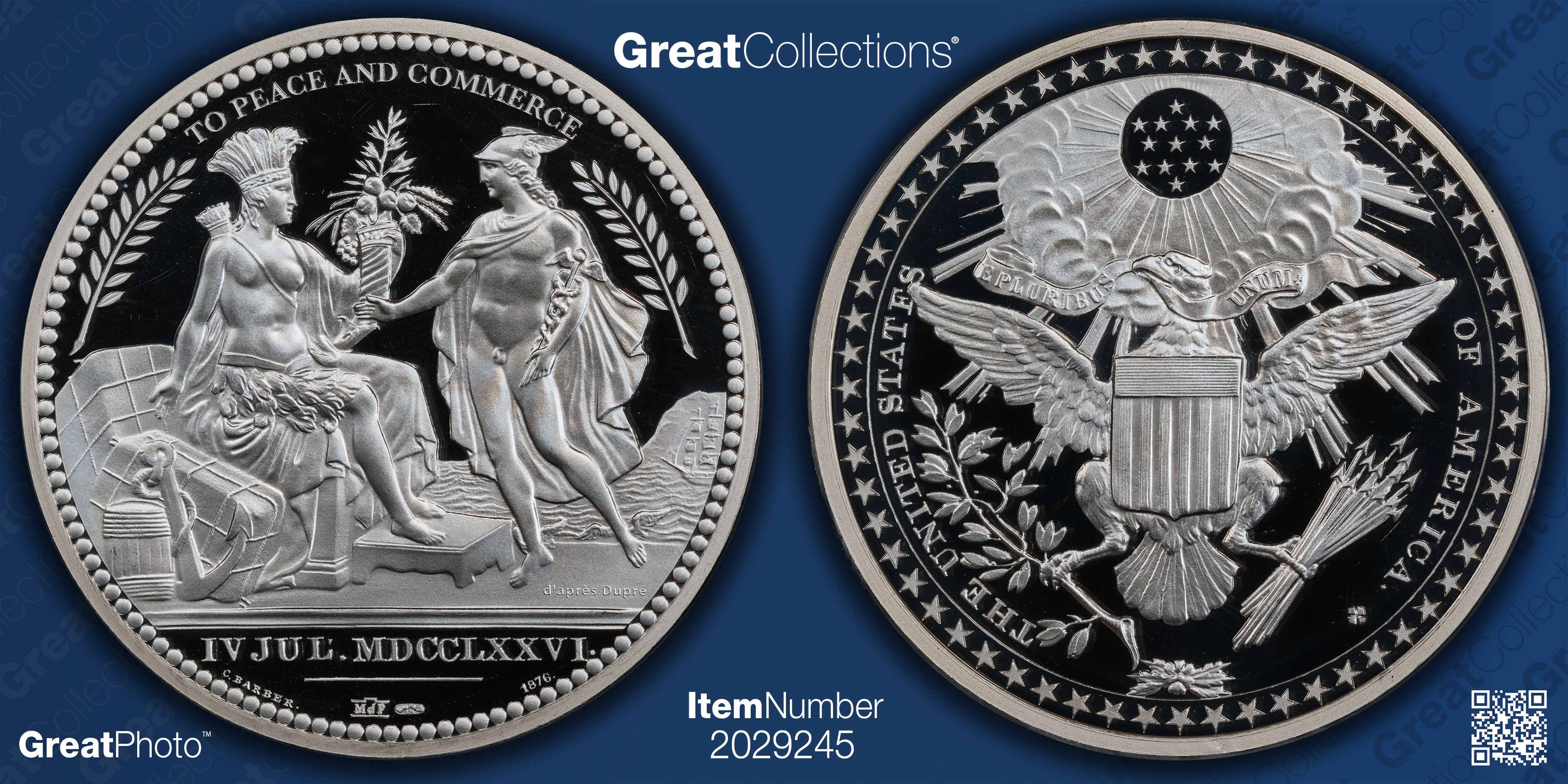1792 (2013) Washington's Diplomatic Medal Restrike 2 oz Silver