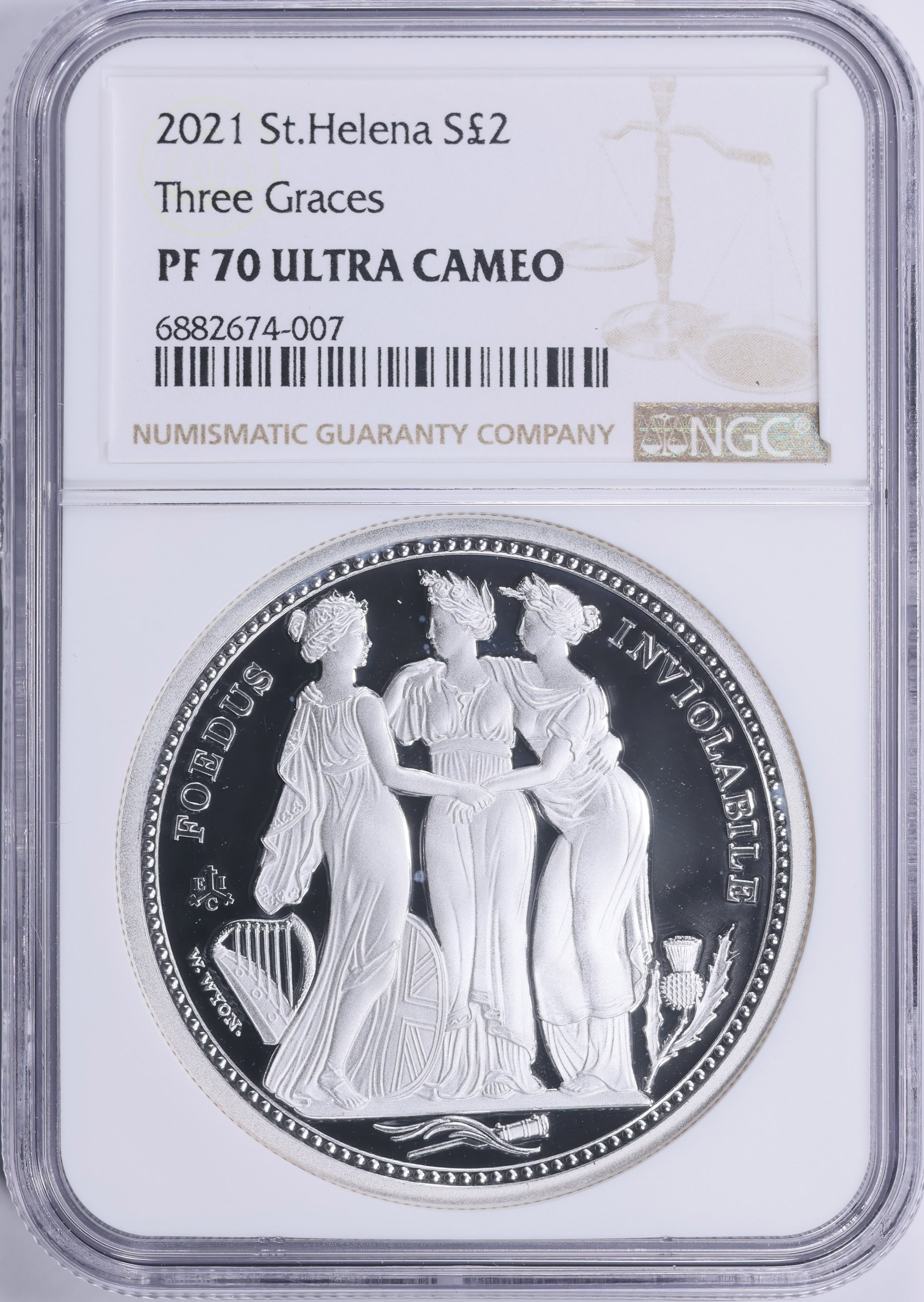 ★PCGS★2021 スリーグレイセス PF69 DCAM St. ヘレナ PCGS PR69DCAM】セントヘレナ版 スリーグレイセス 2021年 1オンス銀貨