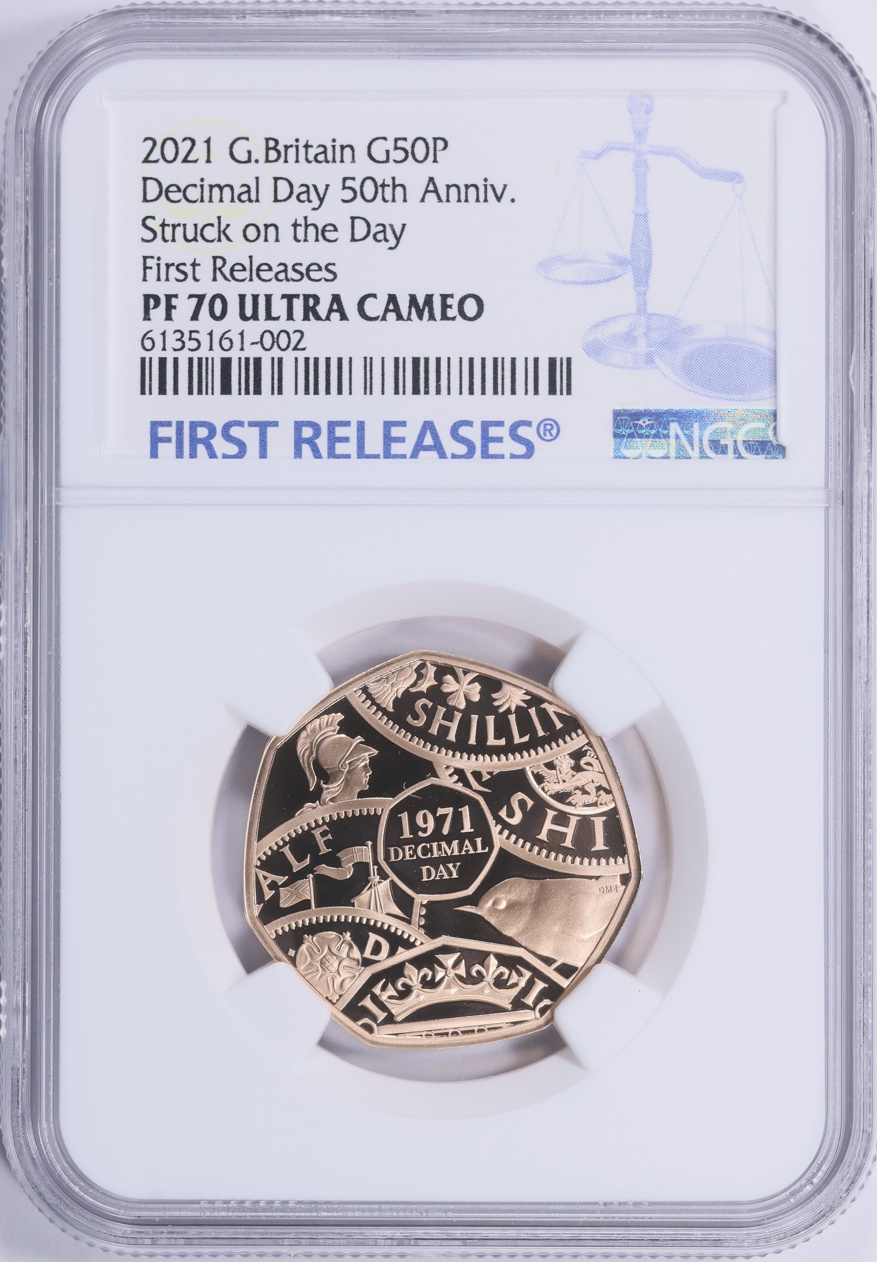 Great Britain 2021 Gold 50 Pence Decimal Day 50th Anniversary KM