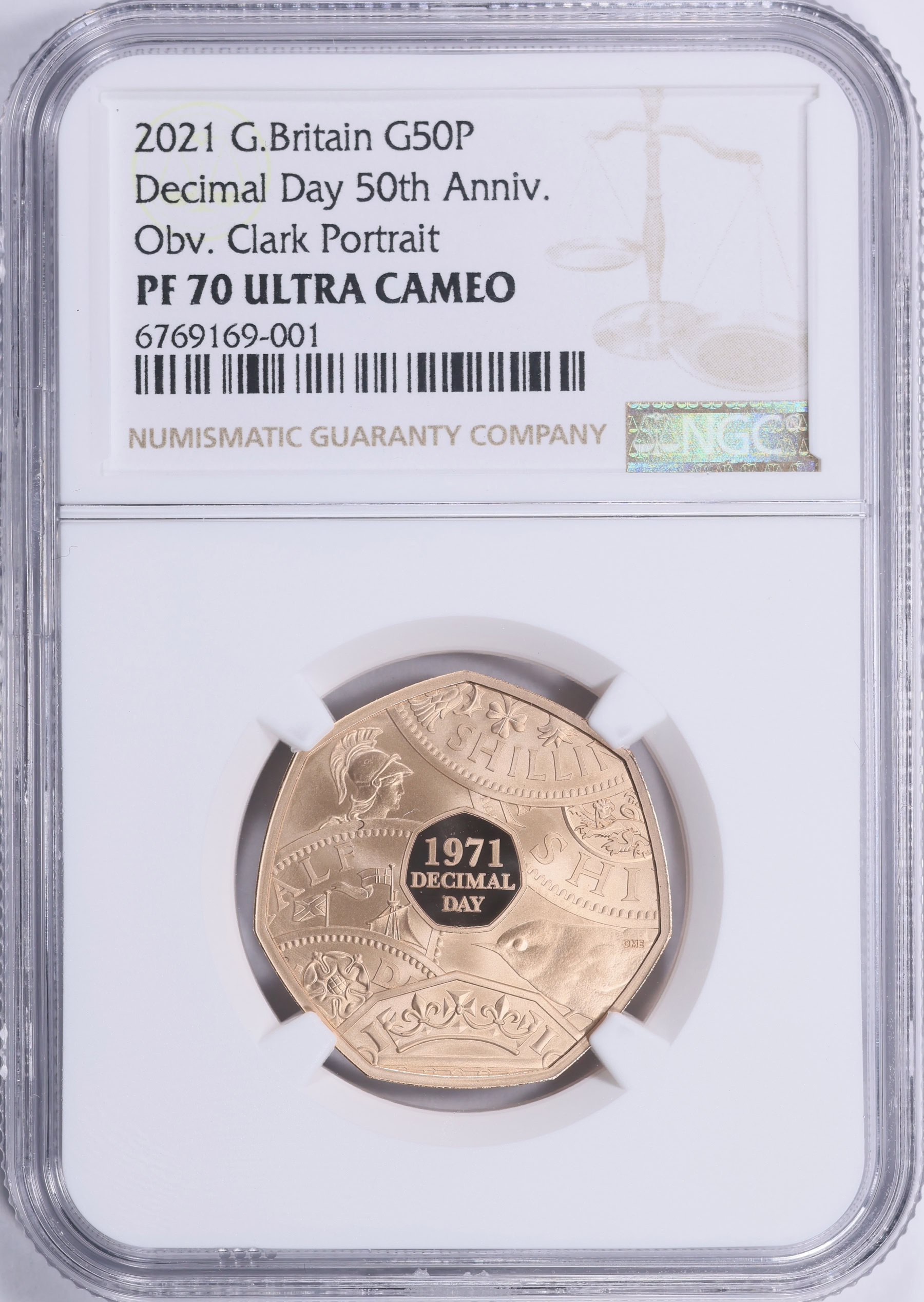 Great Britain 2021 Gold 50 Pence Decimal Day 50th Anniversary J