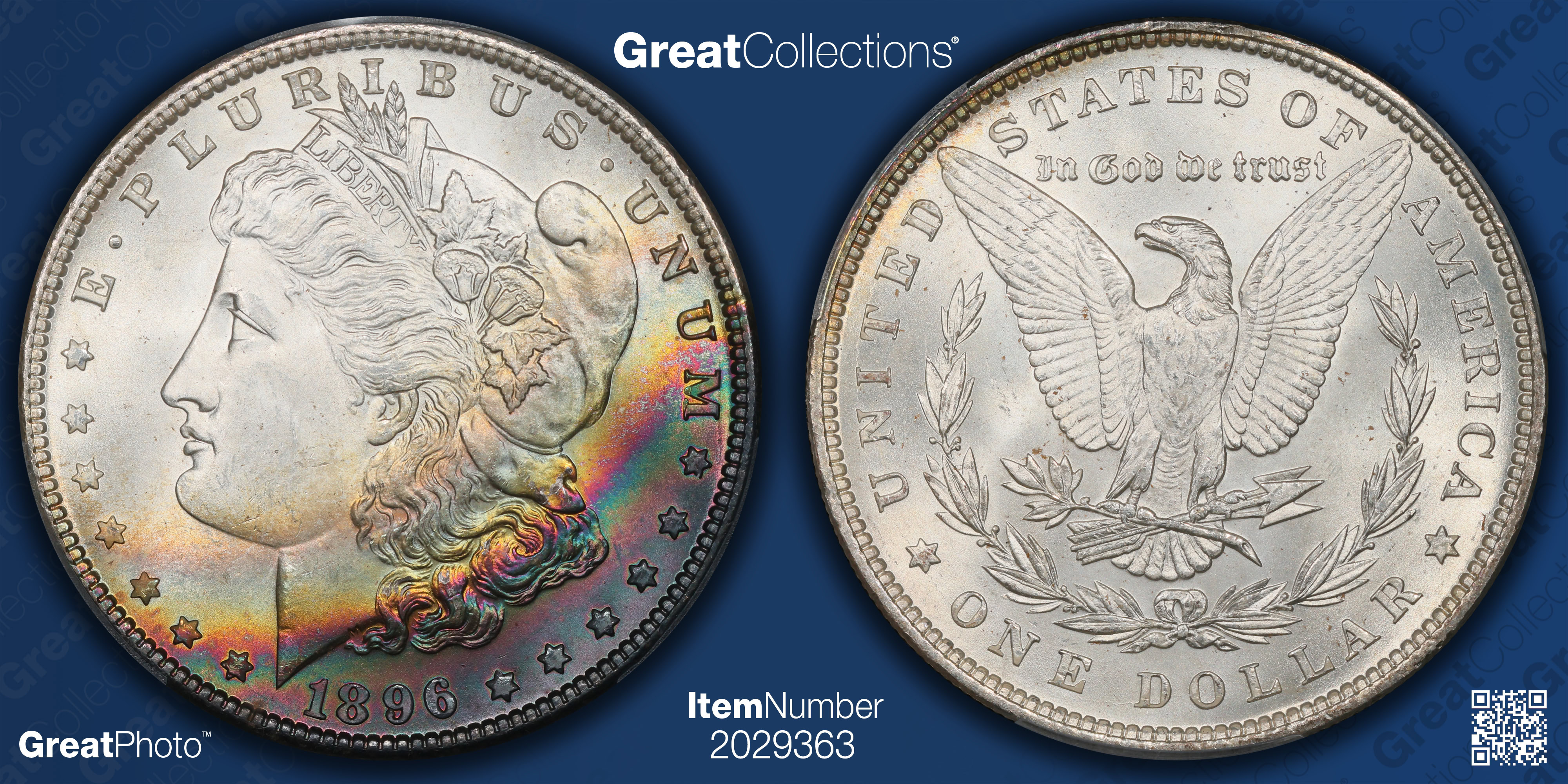 1896 Morgan Silver Dollar PCGS MS-67 (Toned) (Item 2029363