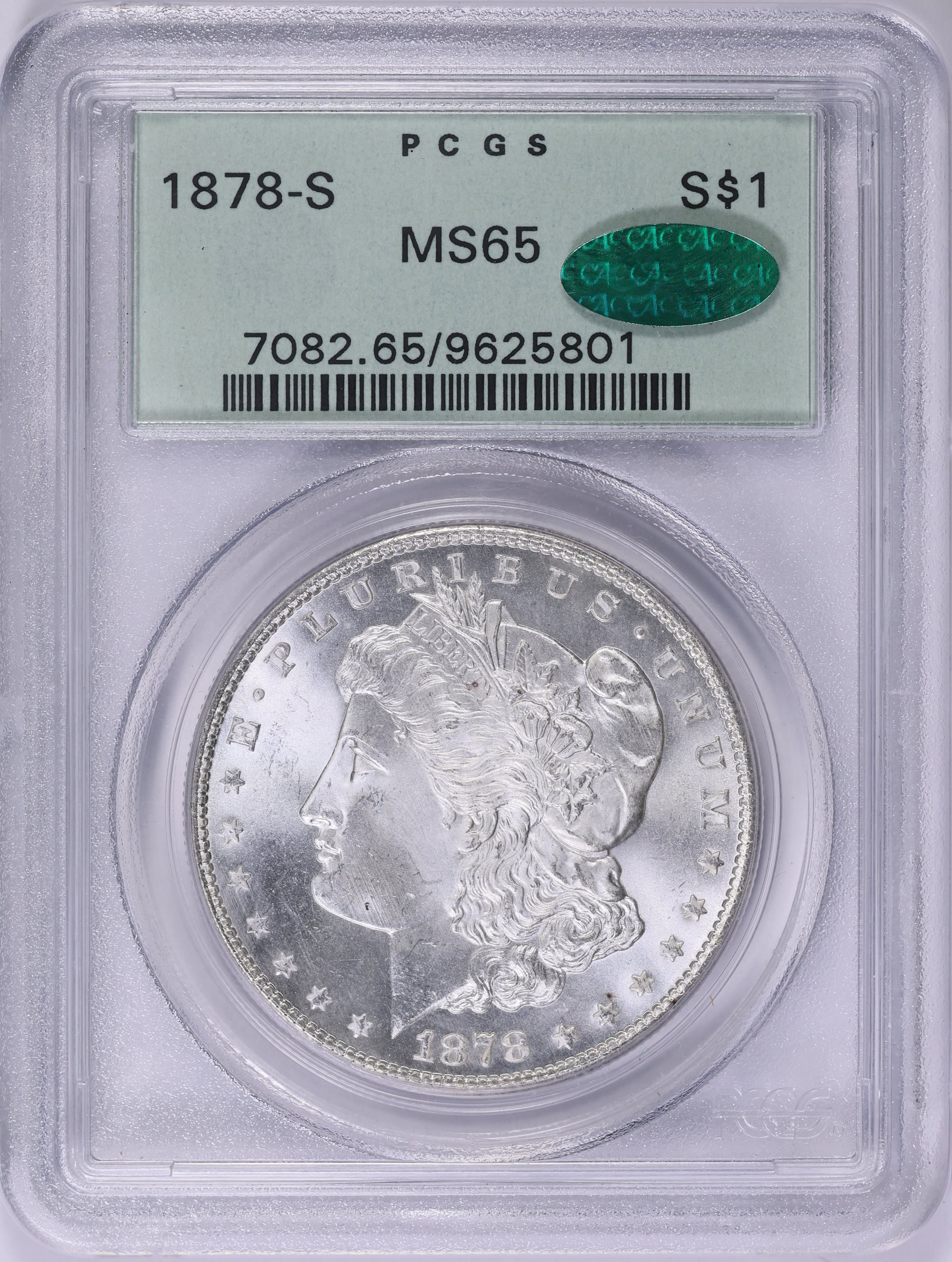 1878-S Morgan Silver Dollar PCGS MS-65 (CAC Green) OGH (Item