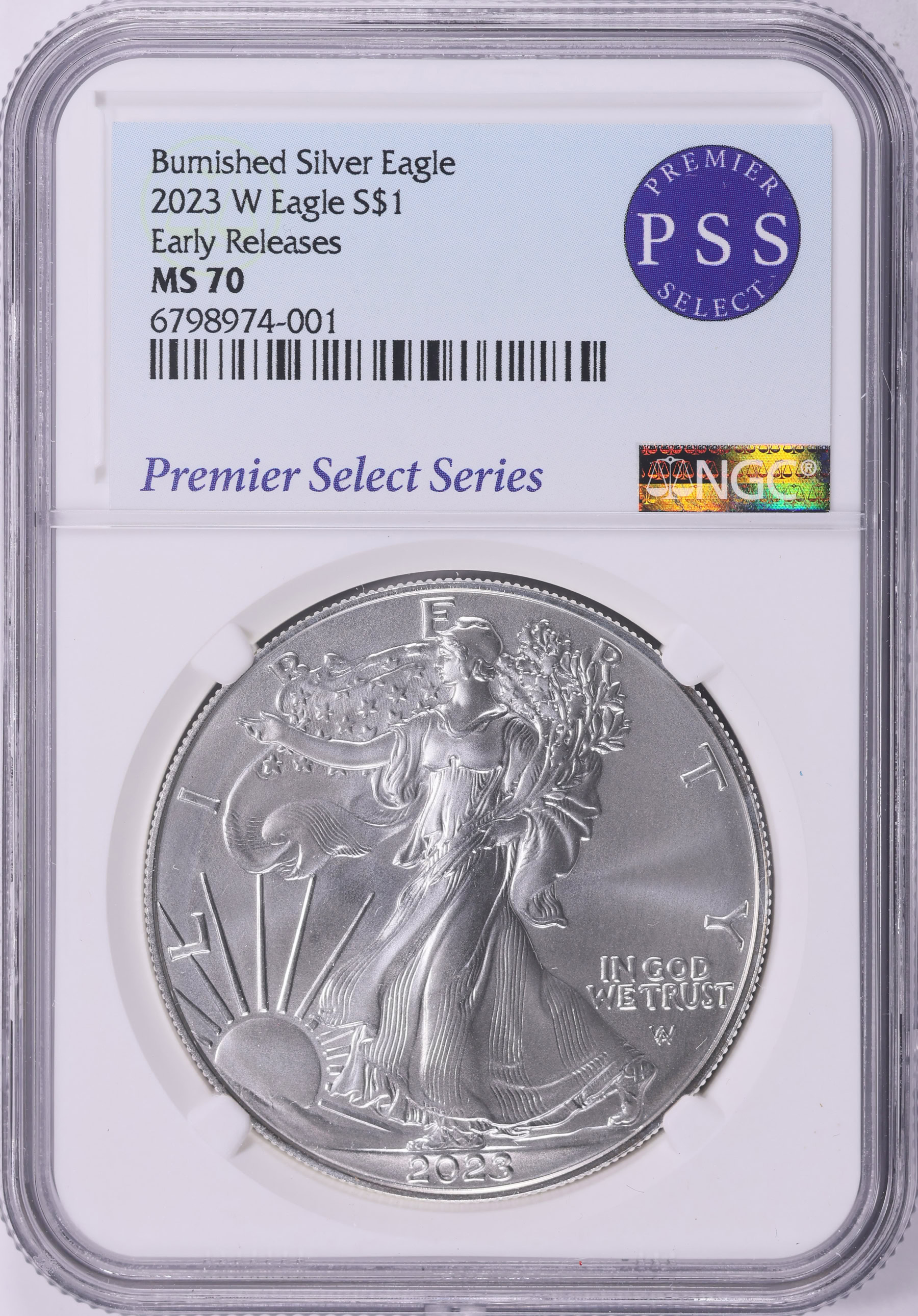 2023-W $1 Silver Eagle Burnished Early Releases NGC MS-70 (Premier