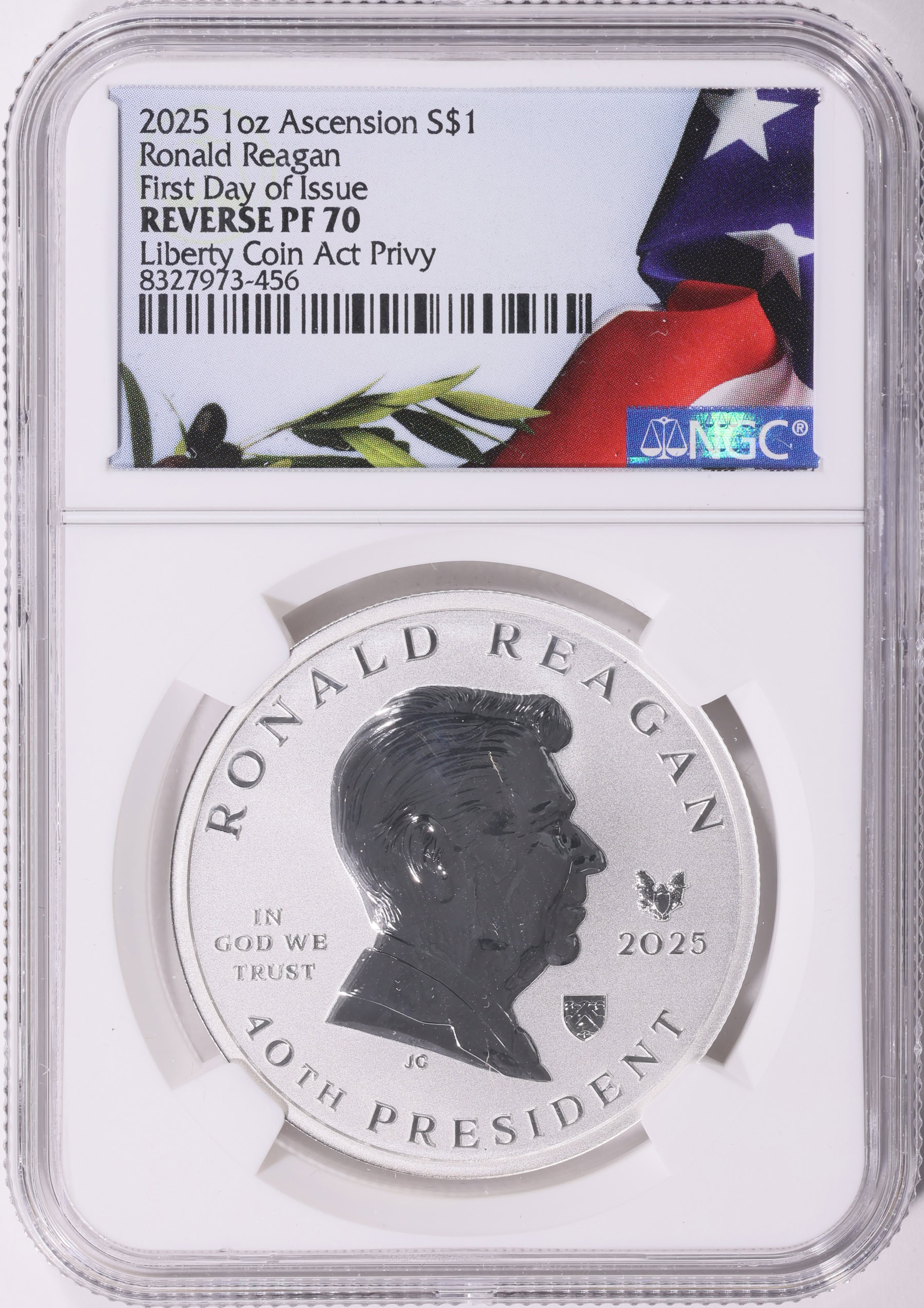 Ascension Island 2025 Silver $1 Ronald Reagan Liberty Coin Act