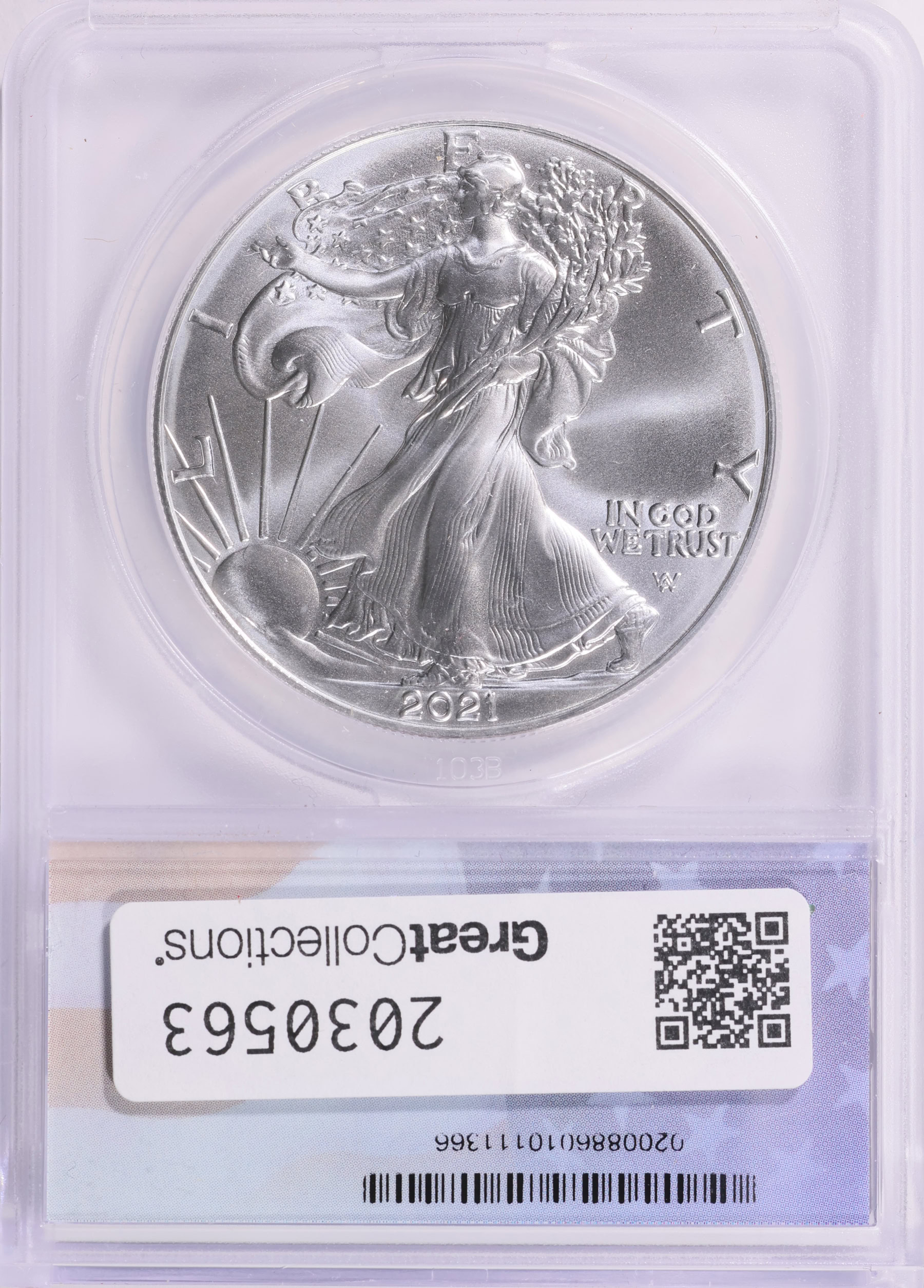 2021-(S) $1 Silver Eagle Type 2 Struck at San Francisco ANACS MS