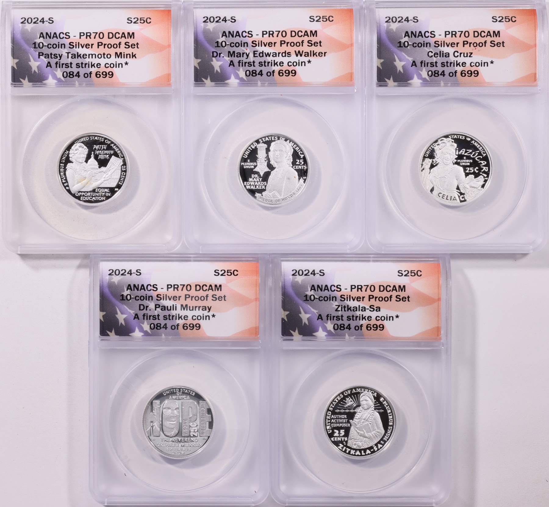 First Proof Coin 2024-S 1c-$1 Proof Set First Strike ANACS Proof-70 DCAM (10 Coins ...