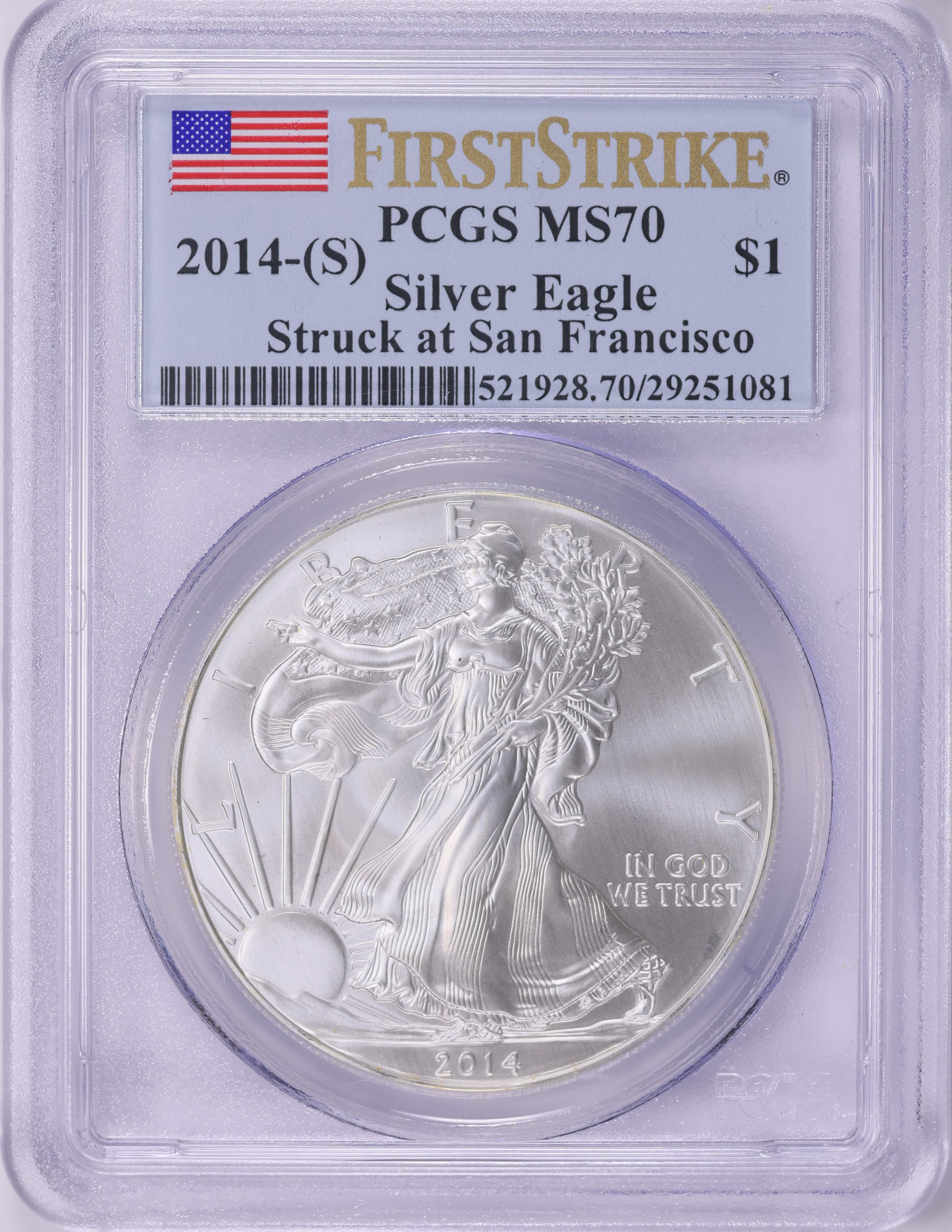 2014-(S) $1 Silver Eagle First Strike Struck at San Francisco PCGS