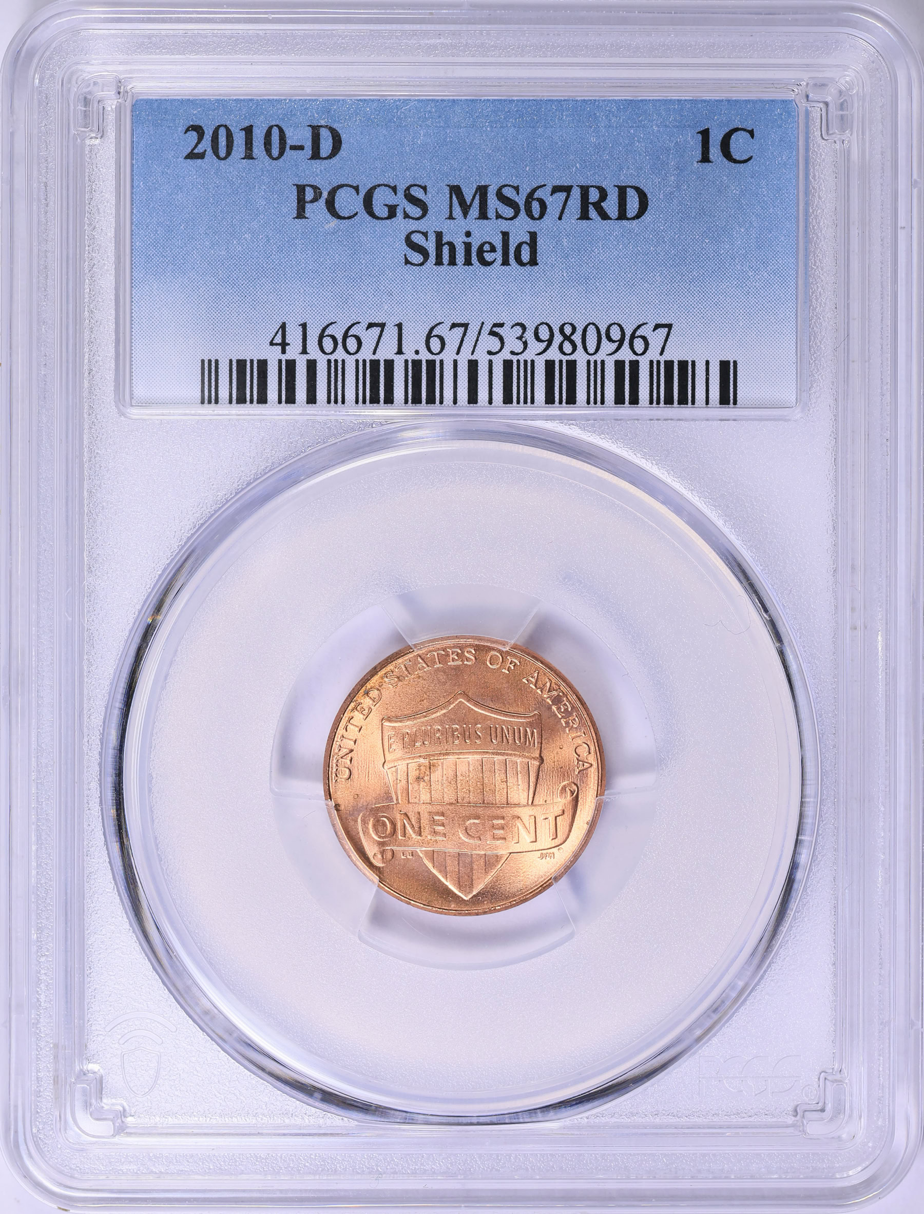 2010-D Lincoln Cent Shield PCGS MS-67 RD (Item 2031920