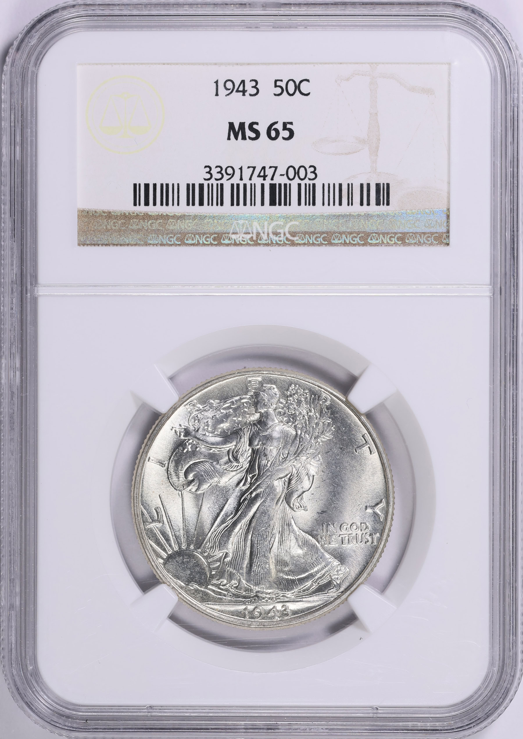 1943 Walking Liberty Half Dollar NGC MS-65 (Item 2031947