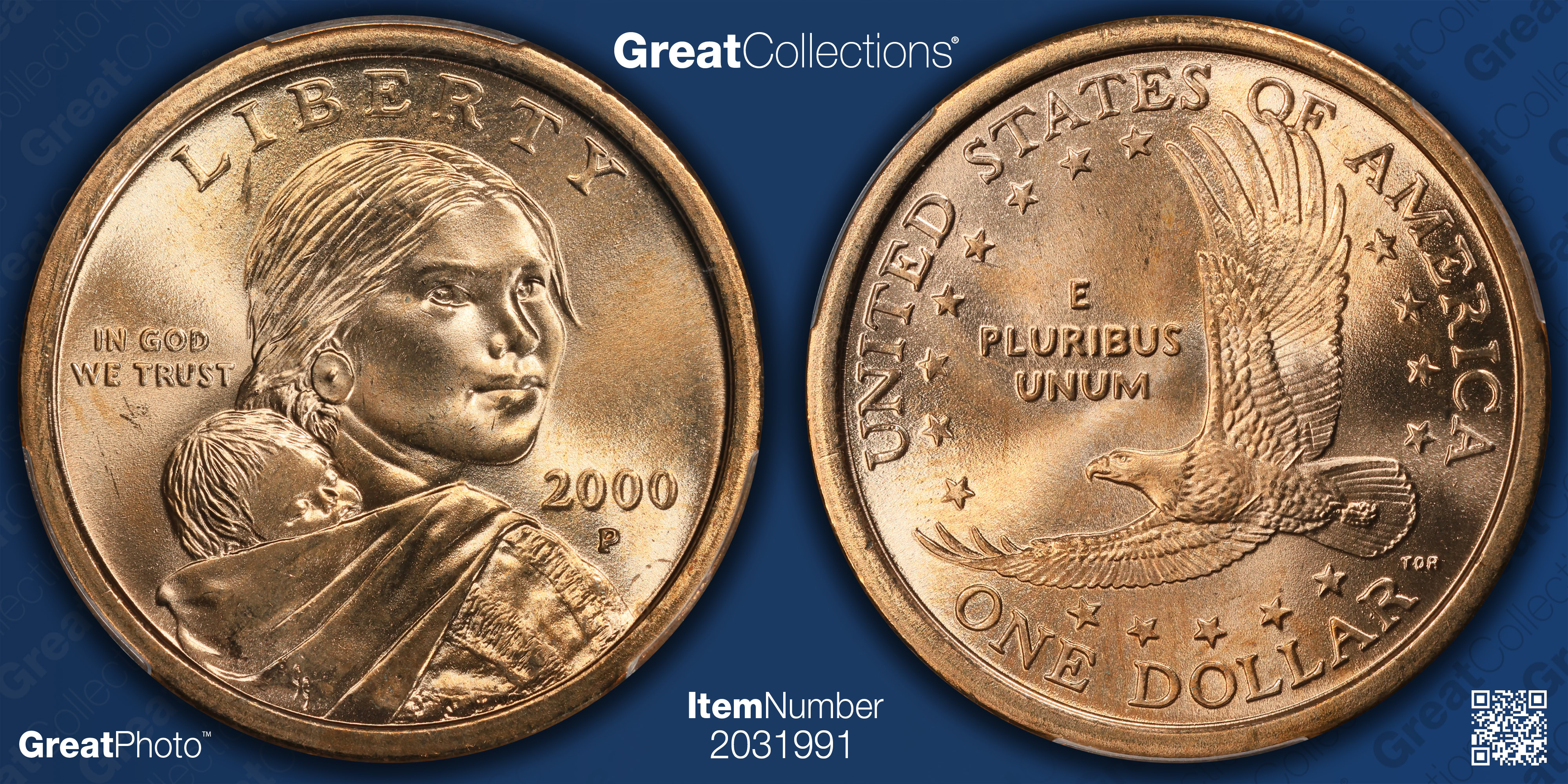 2000-P Sacagawea Dollar Wounded Eagle PCGS MS-66 (Item 2031991