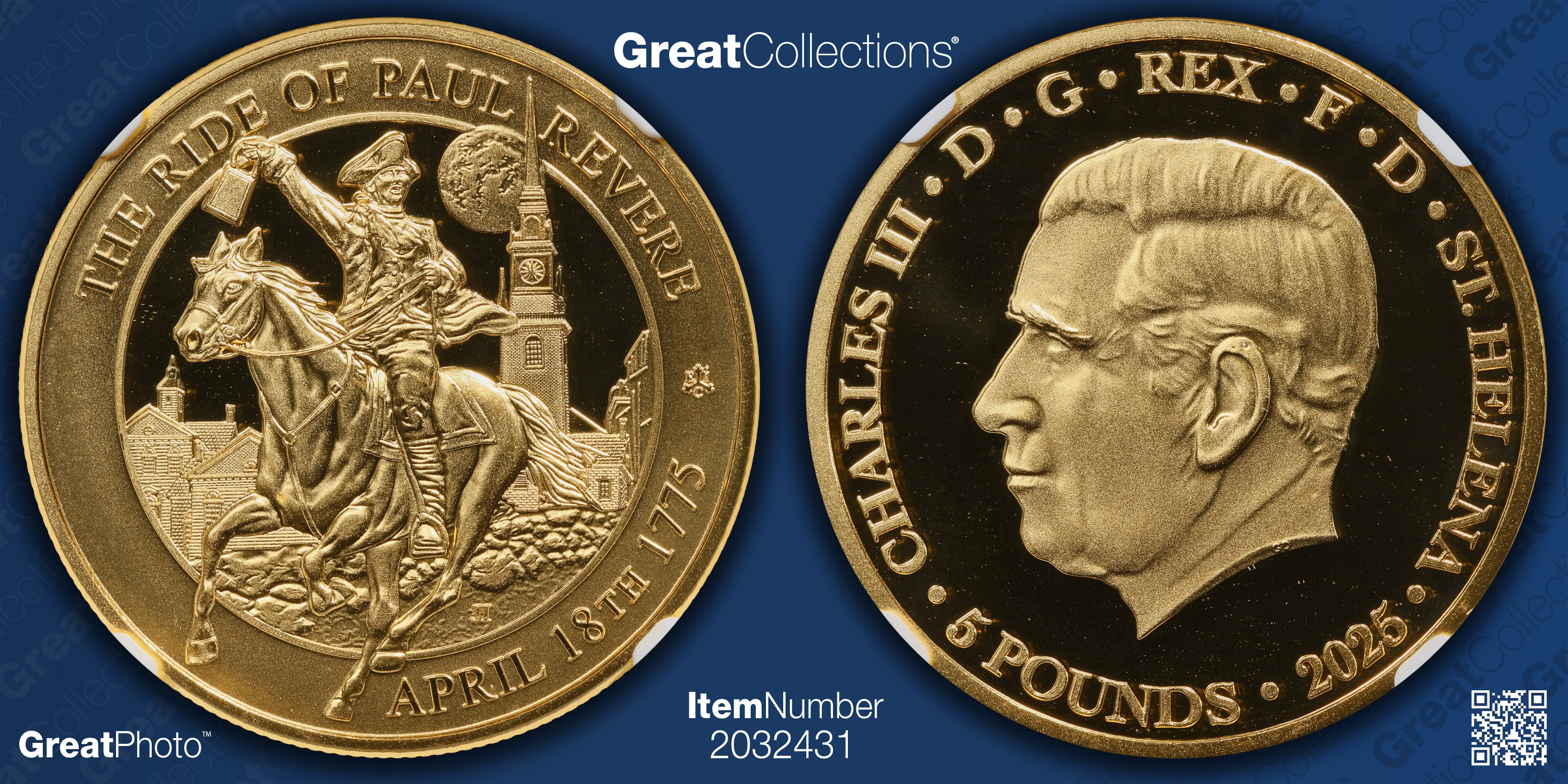 St. Helena 2025 Gold £5 The Ride of Paul Revere Advanced Releases