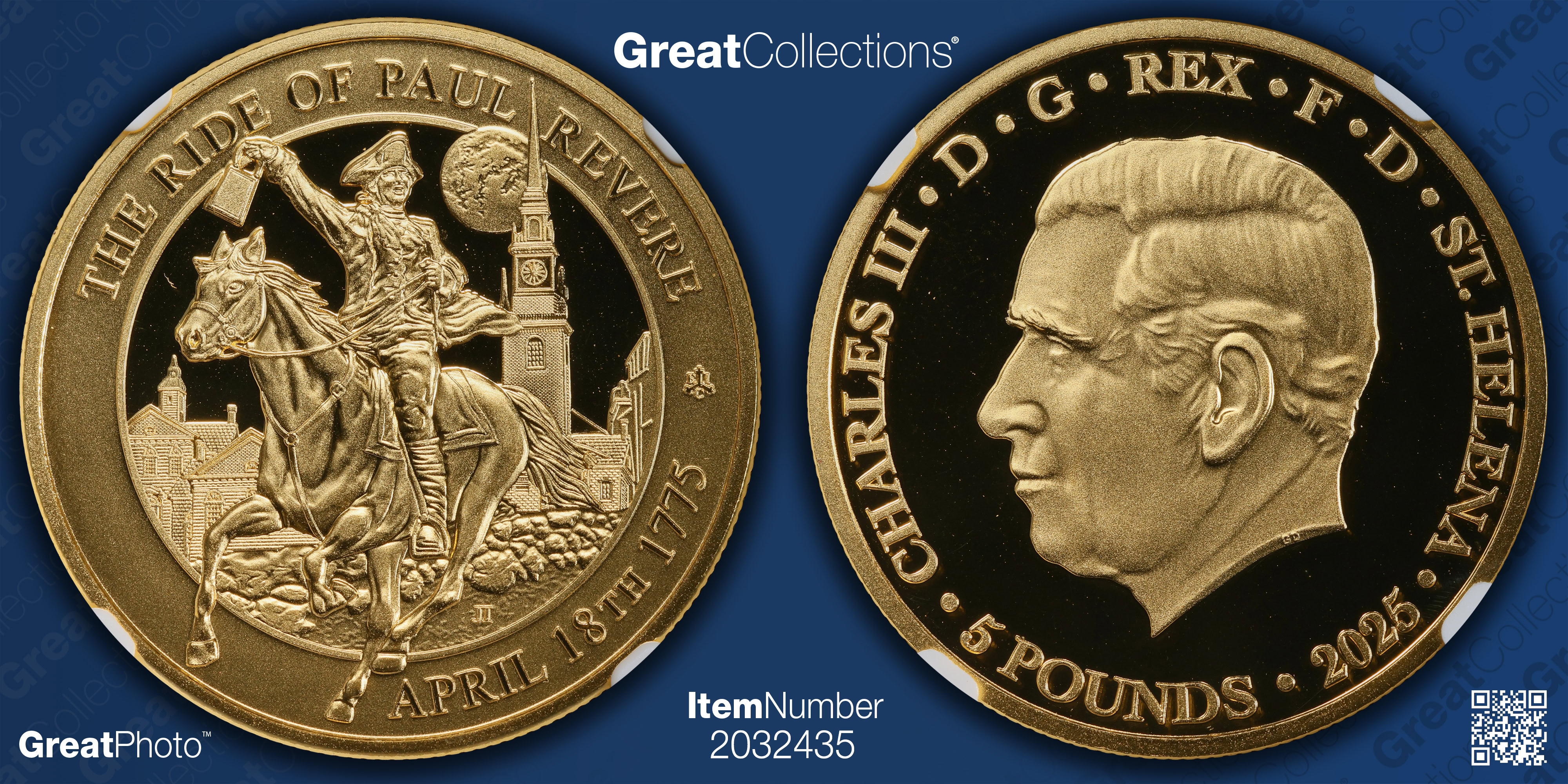 St. Helena 2025 Gold £5 The Ride of Paul Revere Advanced Releases