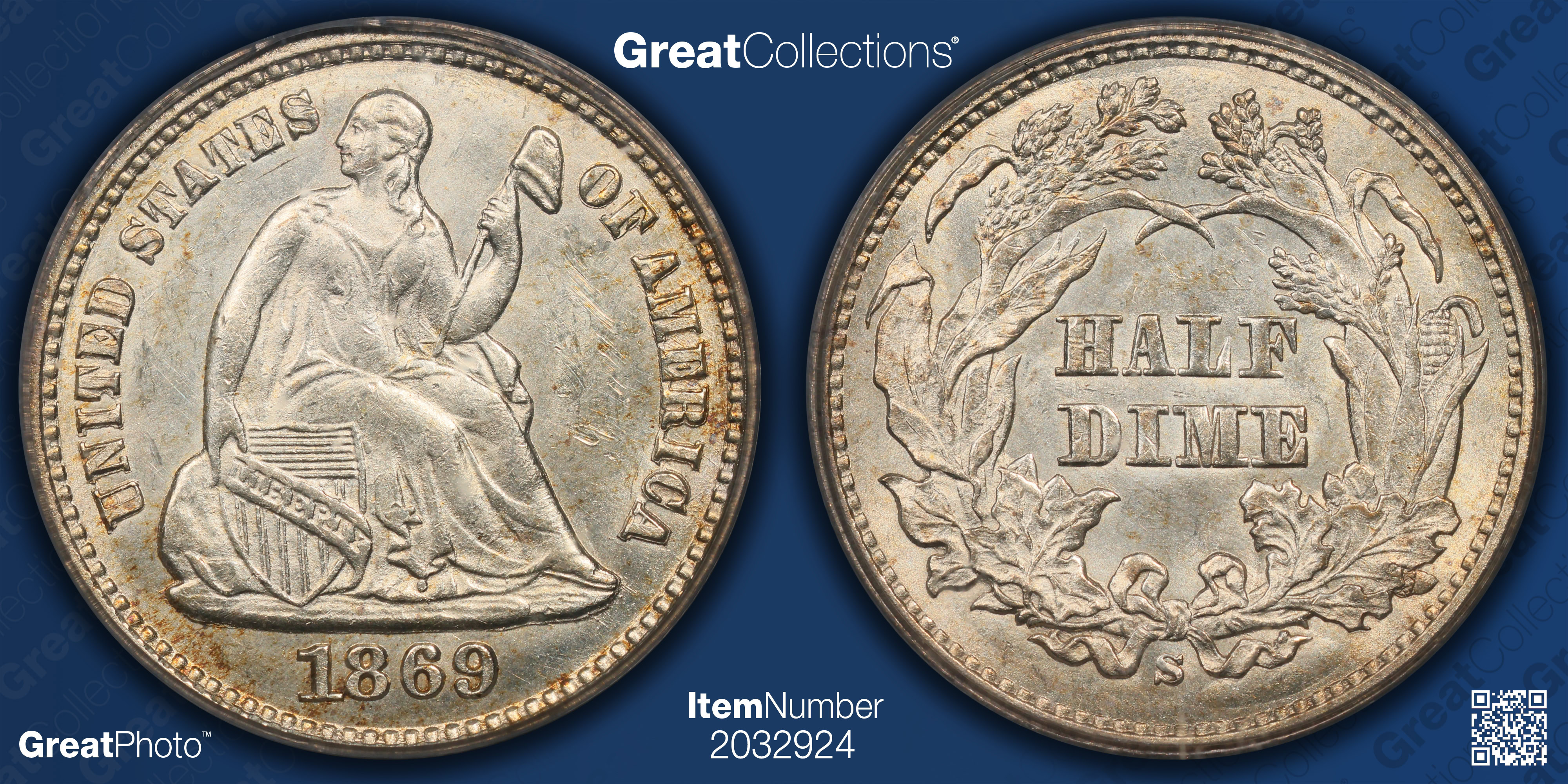 1869-S Seated Liberty Half Dime PCGS MS-63 (Item 2032924