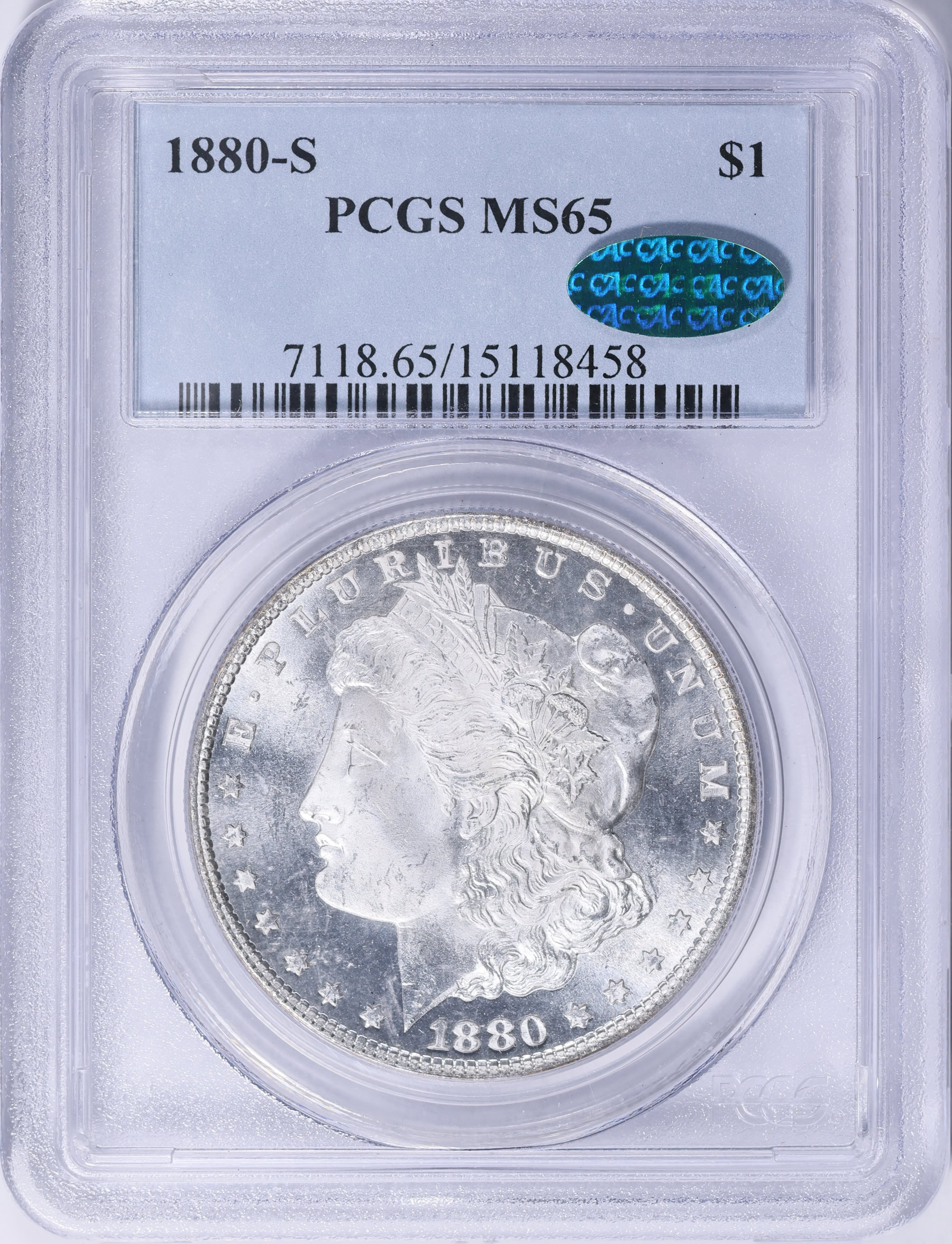 1880-S Morgan Silver Dollar PCGS MS-65 (CAC Green) (Item 2033355