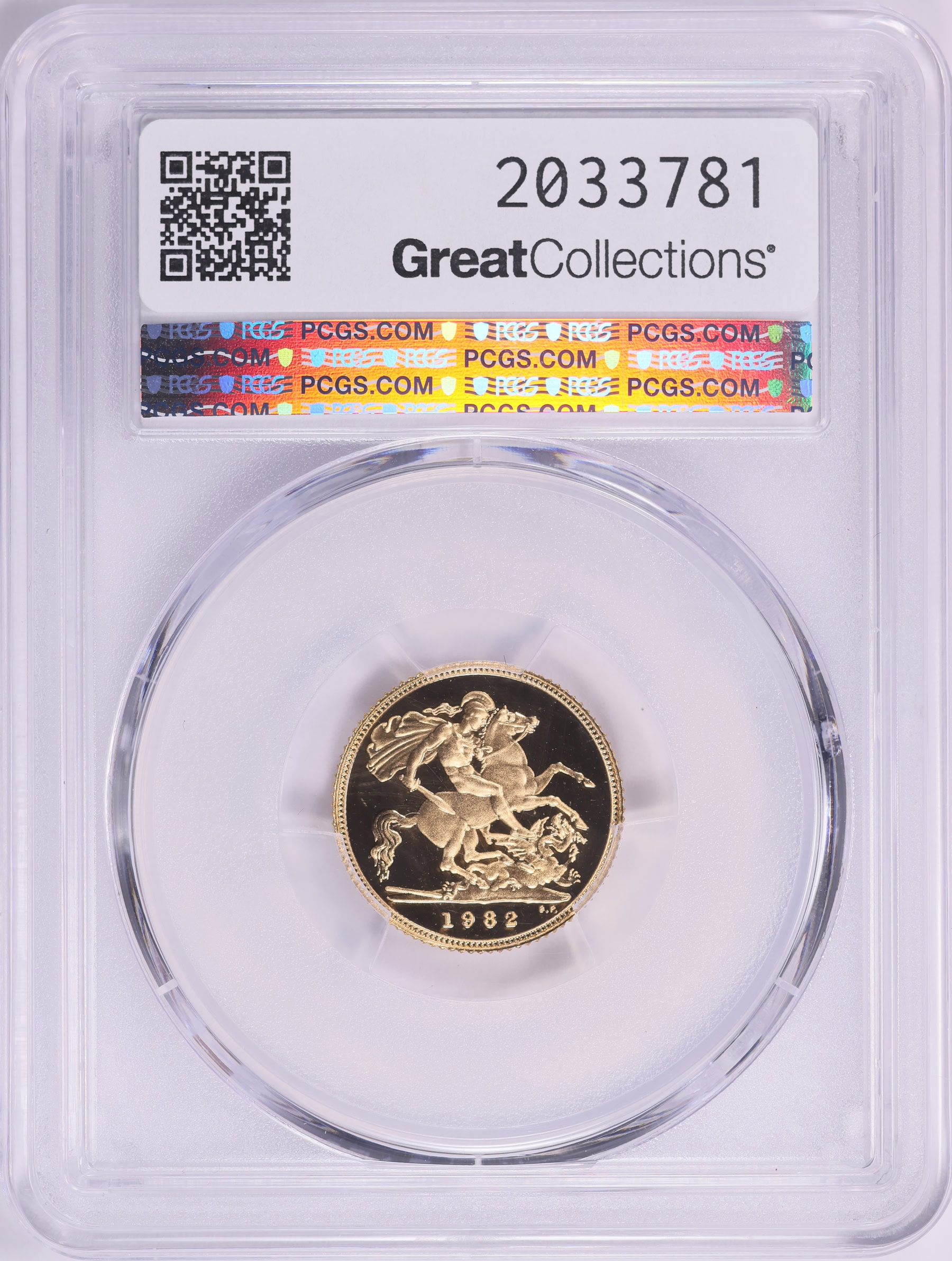 Great Britain 1982 Gold 1/2 Sovereign St. George KM-922 With Case