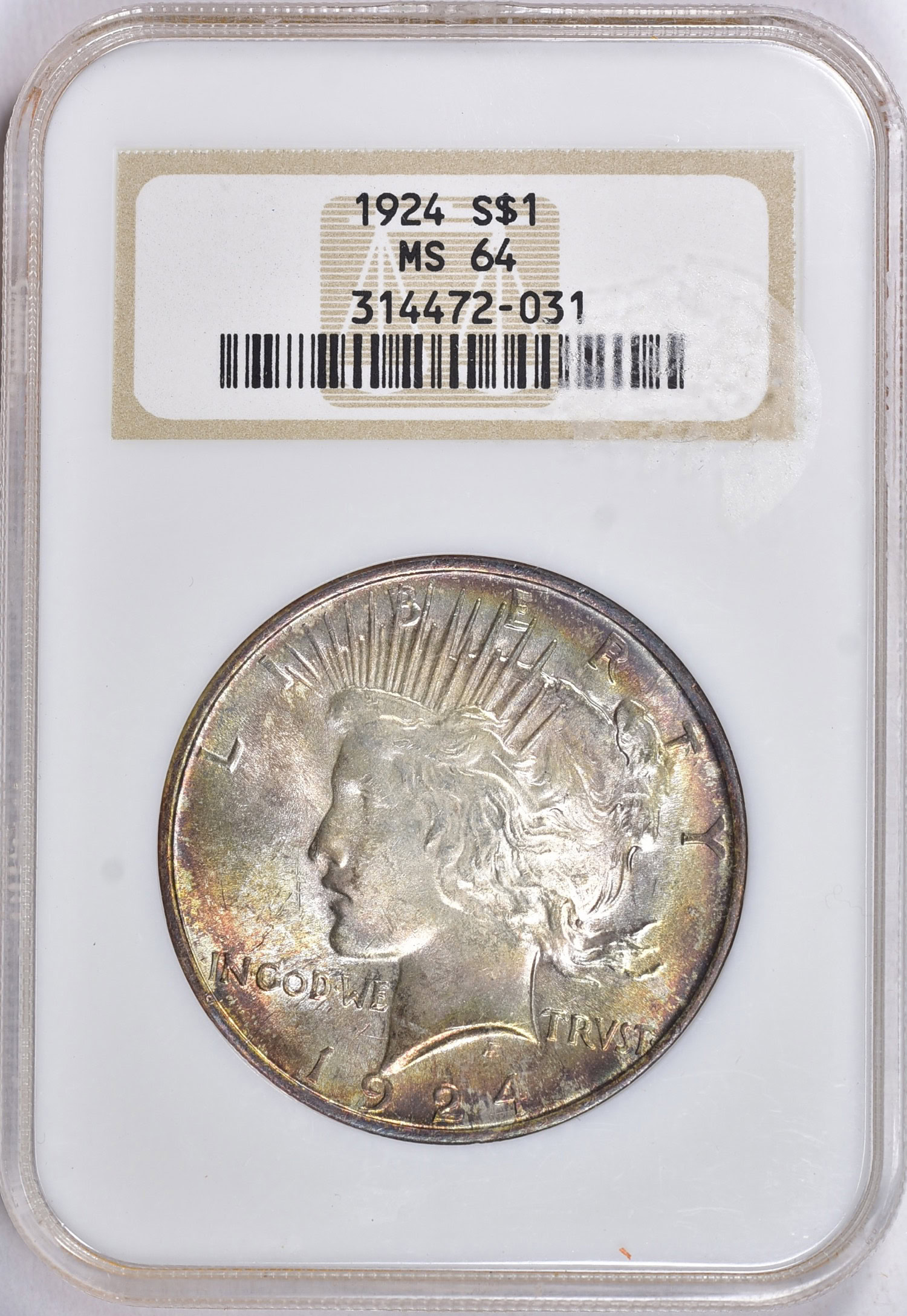 1924 Peace Silver Dollar NGC MS-64 OH (Toned) (Item 2033808