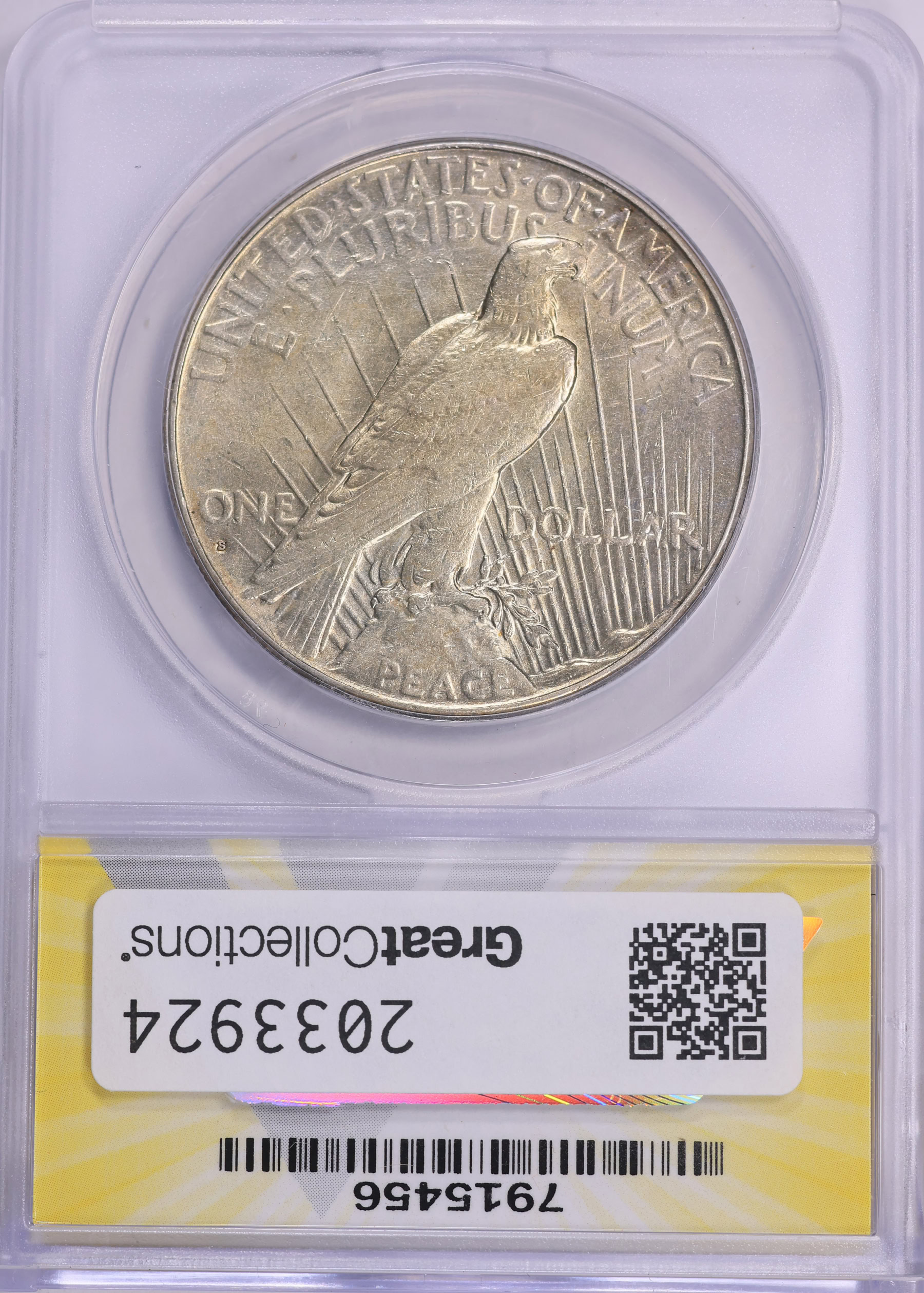 1928-S Peace Silver Dollar ANACS AU-55 Details (Art. Toned) (Item