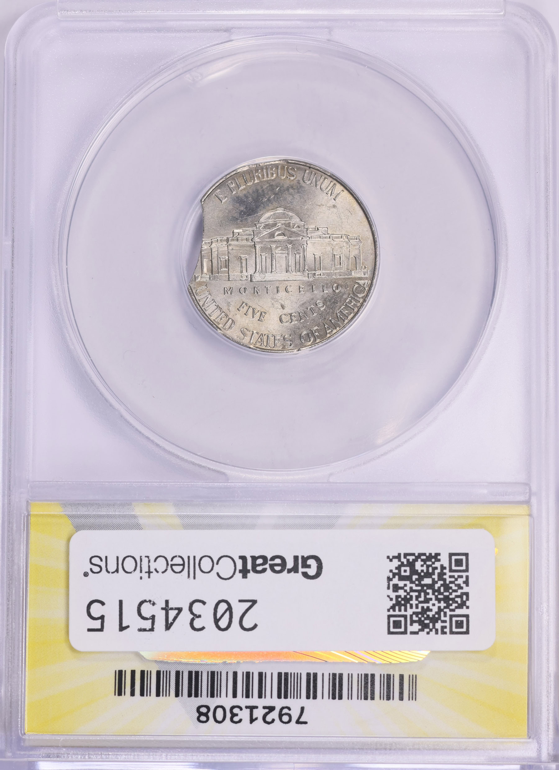 Mint Error 2015-P Jefferson Nickel Triple Curved Clip Weight 4.58