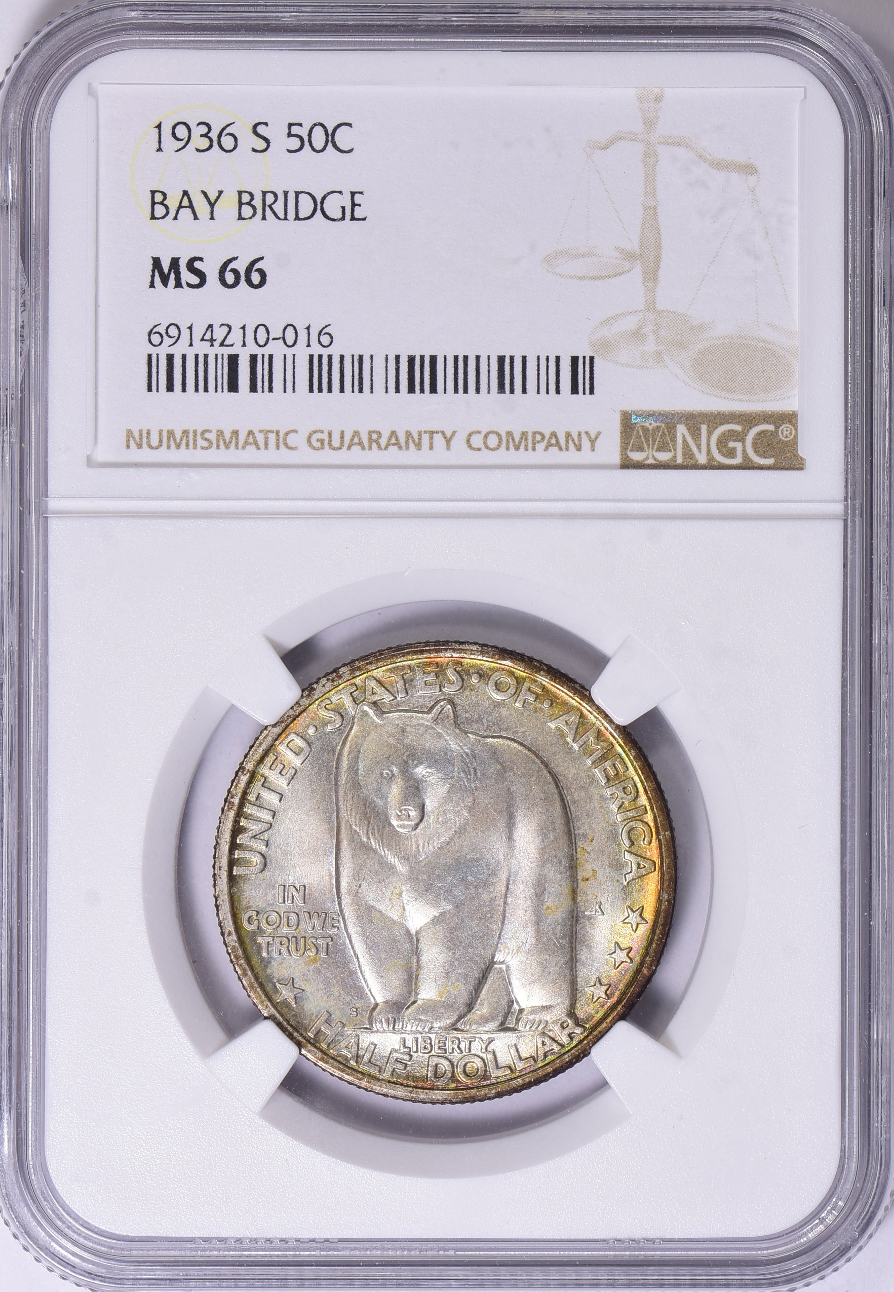 『NGC MS64』コネチカット州ブリッジポート市100周年銀貨(1936年) 1936-S San-Francisco-Oakland Bay Bridge Opening Half Dollar NGC MS