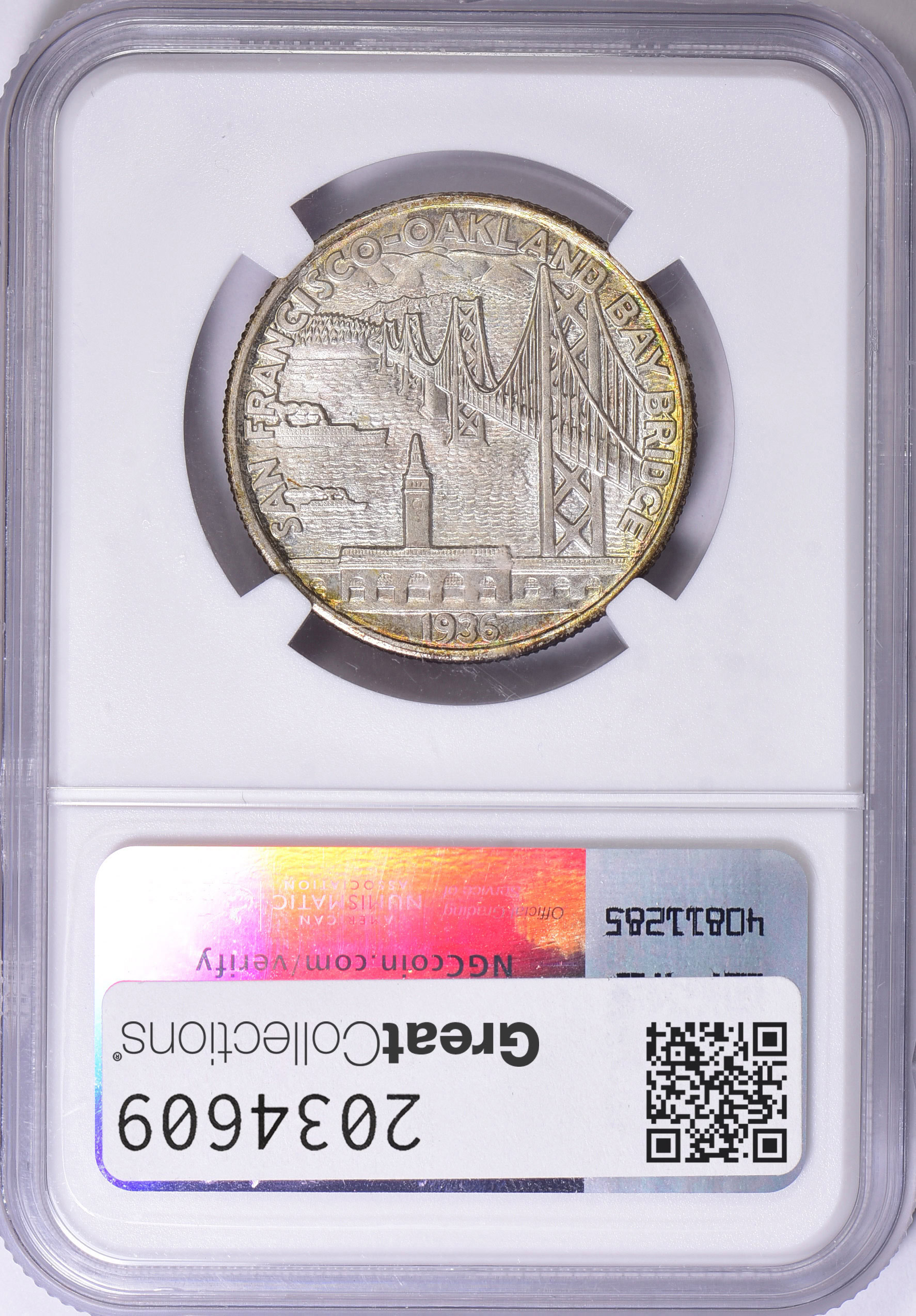 1936-S San-Francisco-Oakland Bay Bridge Opening Half Dollar NGC MS