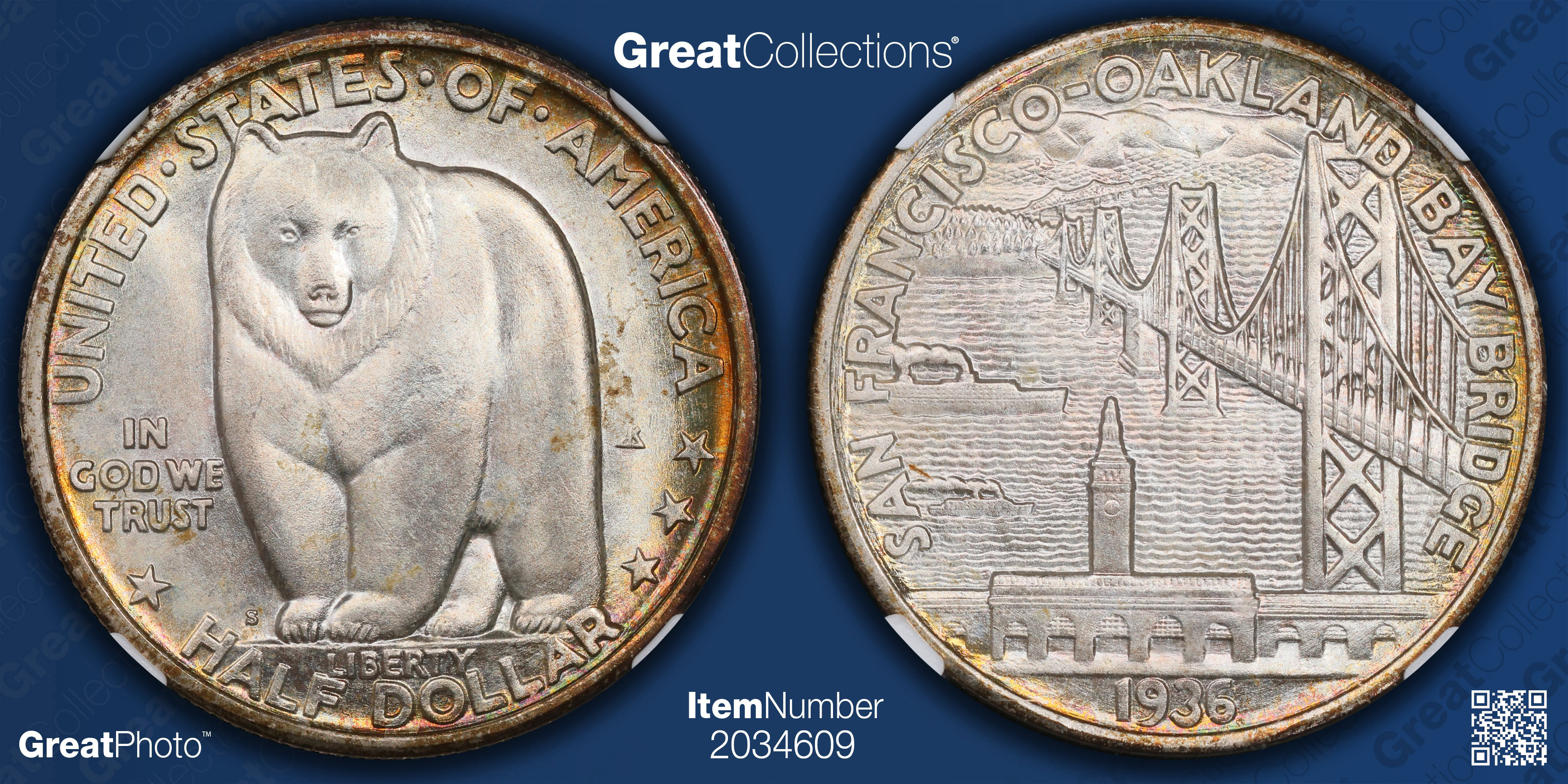 1936-S San-Francisco-Oakland Bay Bridge Opening Half Dollar NGC MS