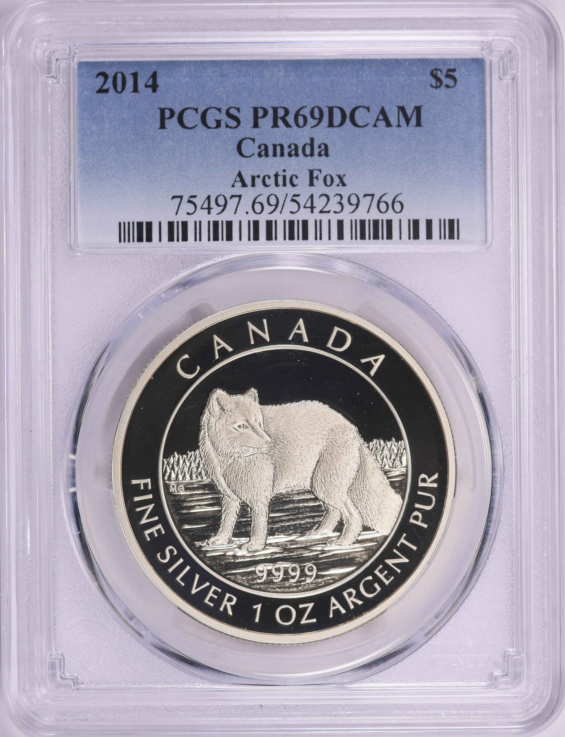 Canada 2014 Silver $5 Artic Fox KM-1644 PCGS Proof-69 DCAM (Item
