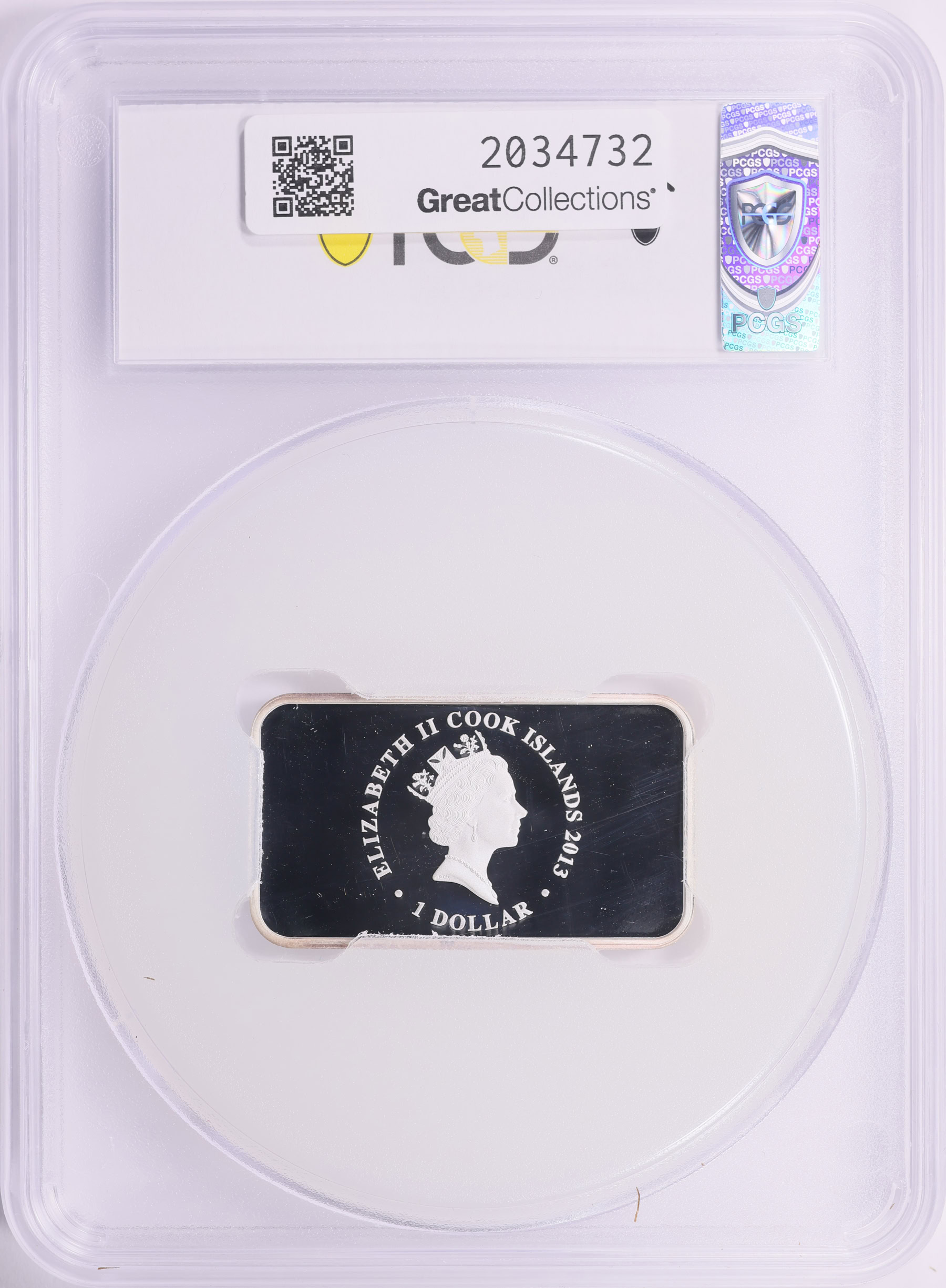 Cook Islands 2013-P Colorized Silver Dollar Yellow Banded Wolf