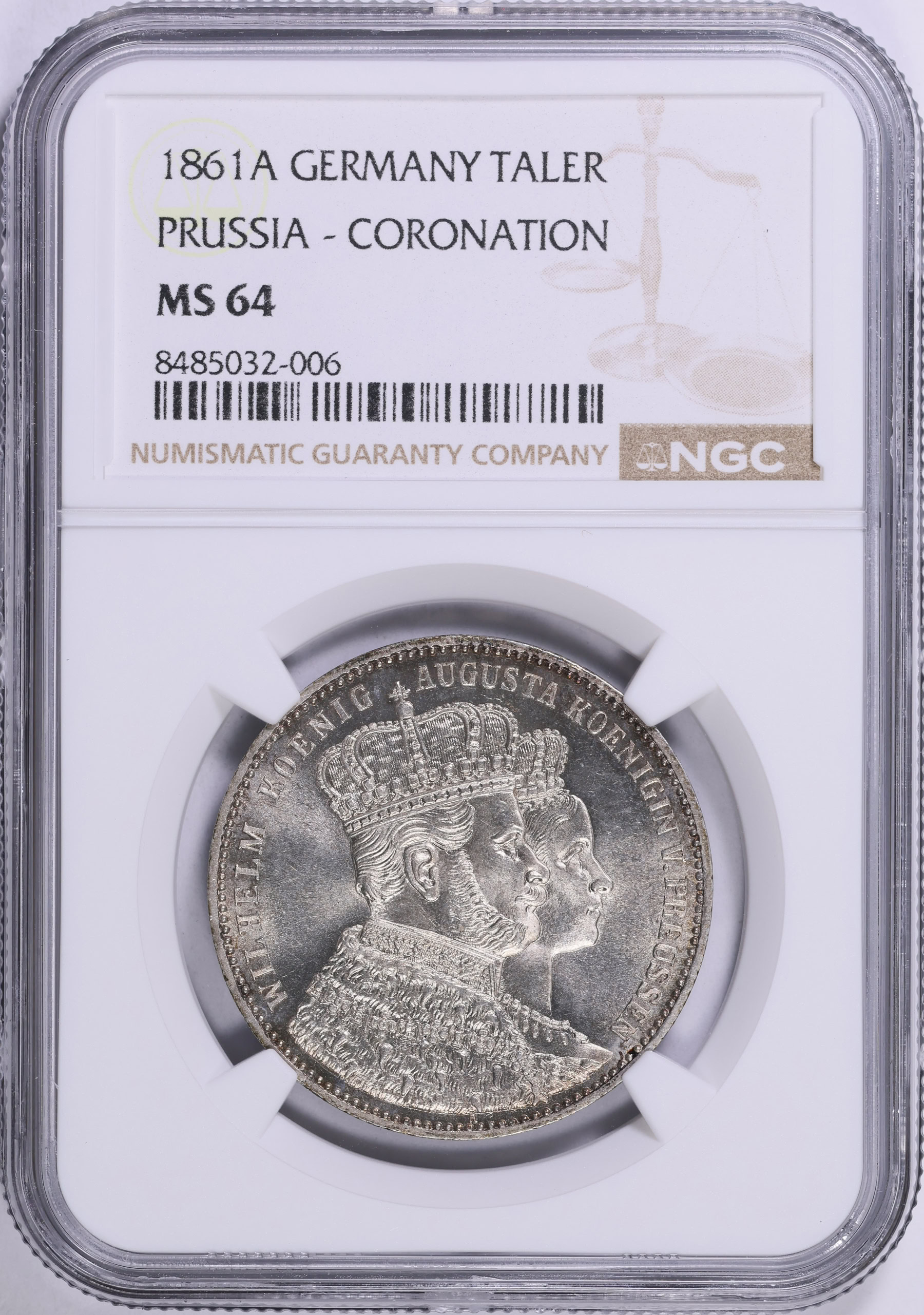 Germany - Prussia 1861-A Silver Thaler Coronation of Wilhelm and