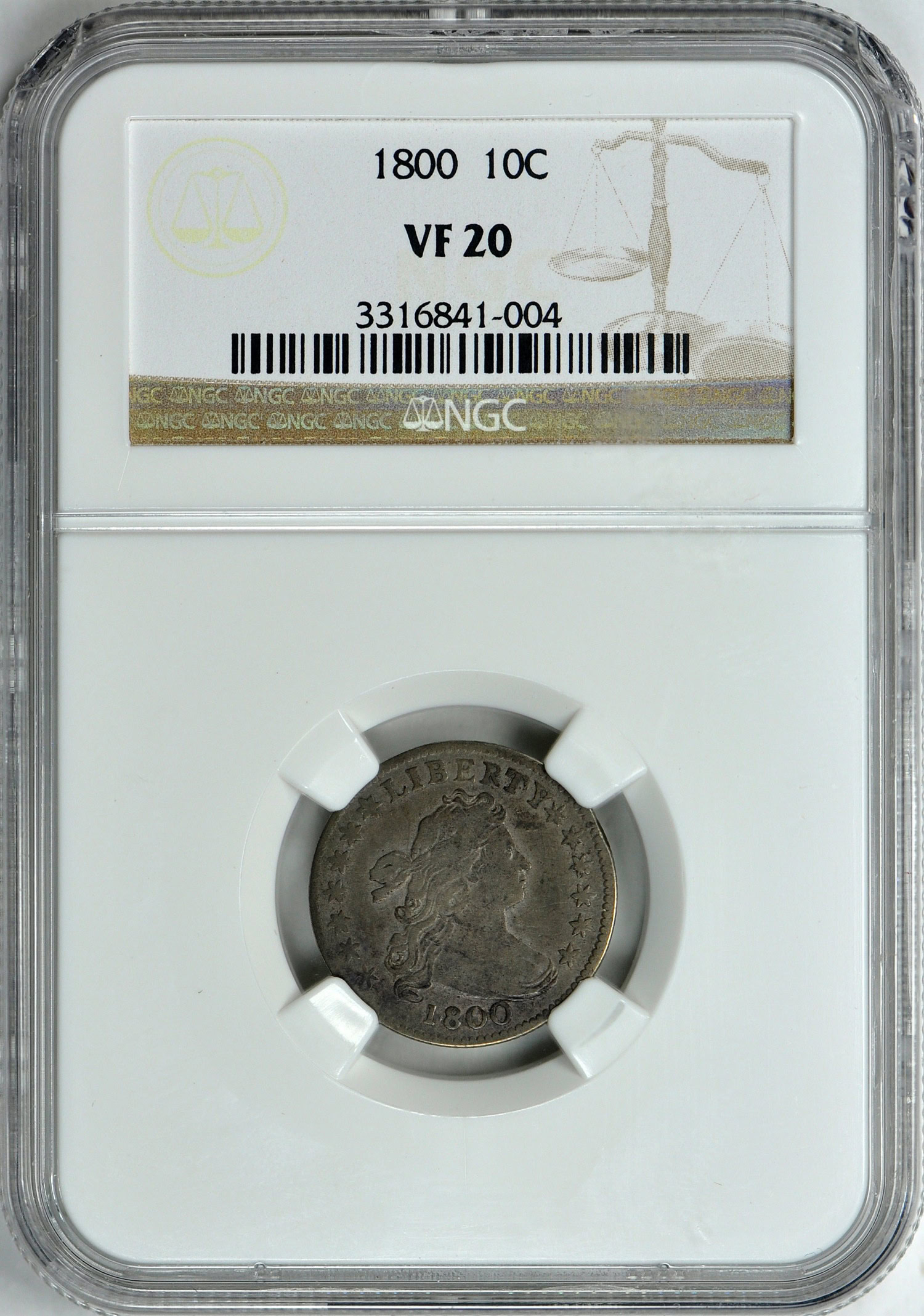 1800 Draped Bust Dime NGC VF-20 (Toned) (Item 203574